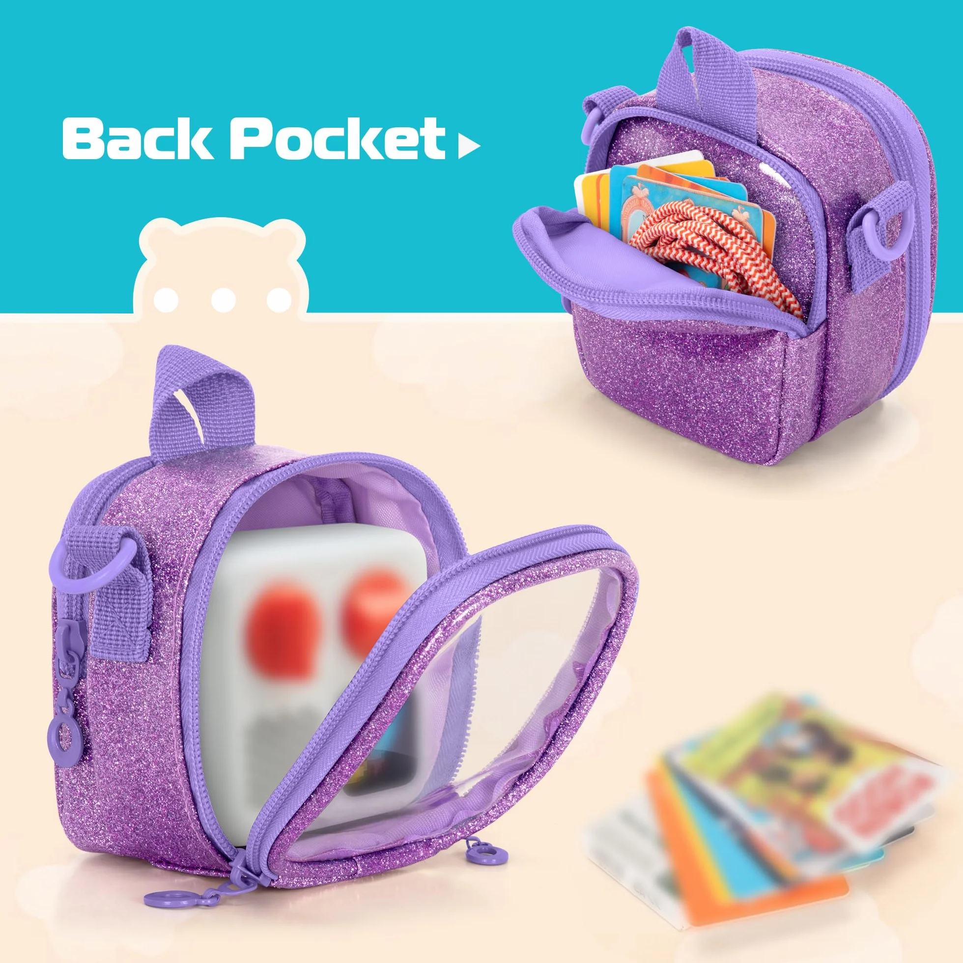 LoDrid Etui podróżne kompatybilne z Yoto Mini (edycja 2024), fioletowy, 3.8" x 2.7"