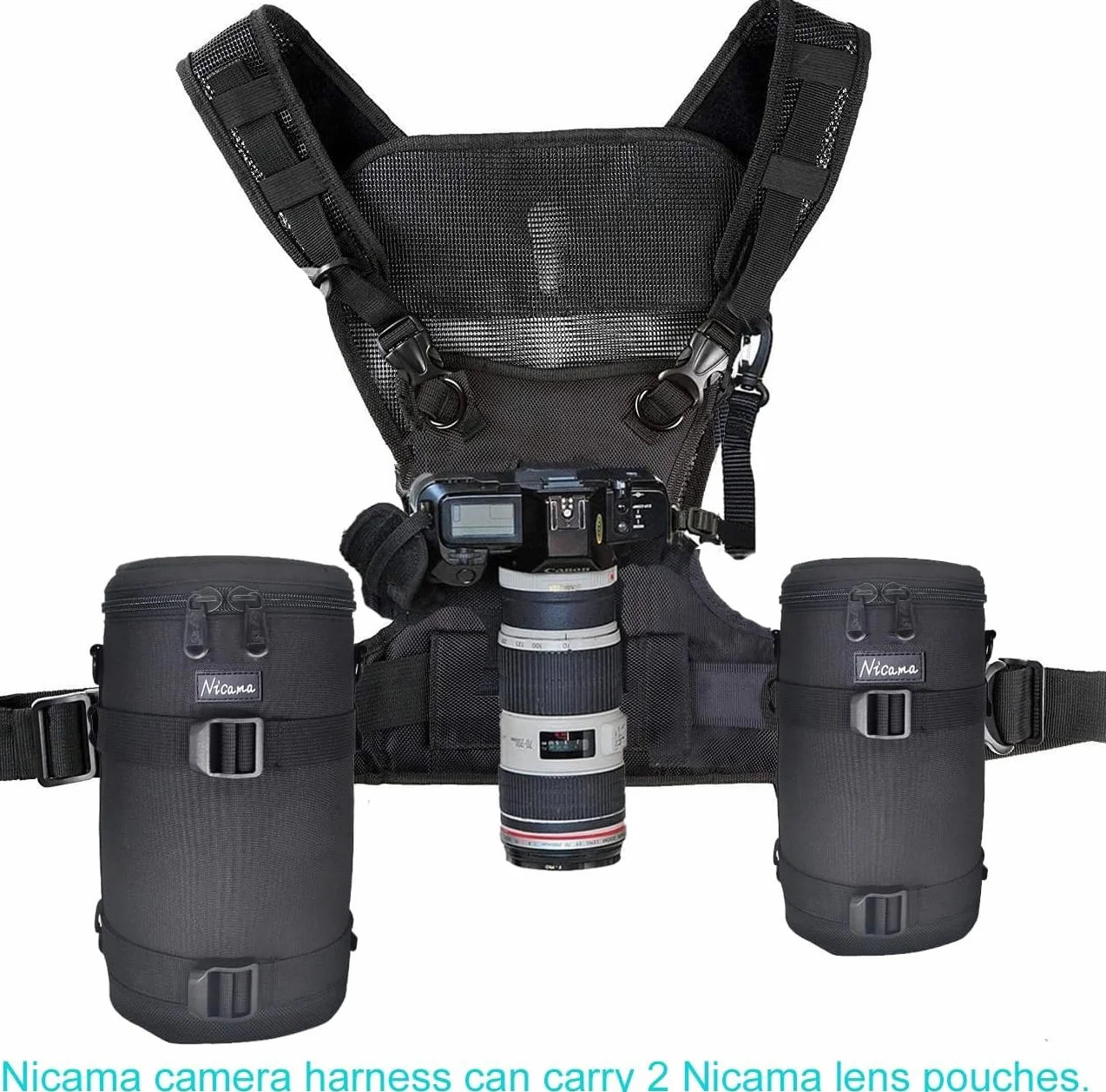 Nicama Pasek na aparat wielofunkcyjny podwójny aparat fotograficzny pasek do noszenia kamizelka Dual Traend Fotograf Top Chest Uprząż na klatkę piersiową kamizelka na zdjęcia do Canon Nikon Sony Olympus DSLR