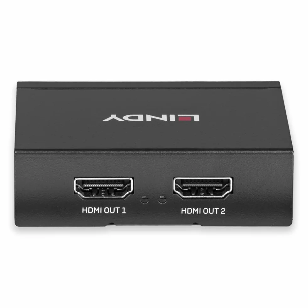 LINDY Rozdzielacz HDMI 4K 2 porty 3D, 2160p30 kompaktowy rozdzielacz, rozprowadza sygnał HDMI na dwa wyjścia, do Full HD do 1080p oraz UHD do 4Kx2K (38158)
