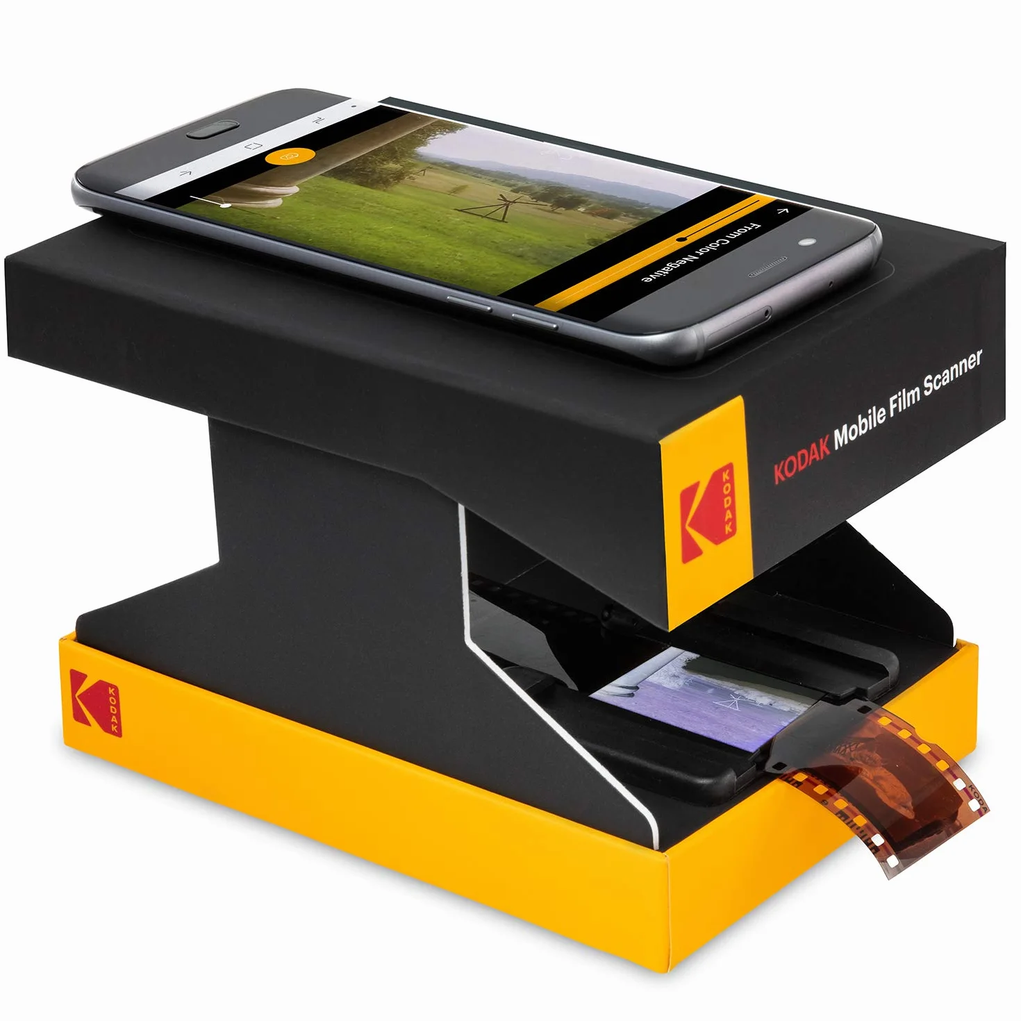 KODAK Mobilny skaner klisz — skanuj i zapisuj stare filmy i slajdy 35 mm za pomocą aparatu w smartfonie — przenośny, składany skaner z wbudowaną lampą LED