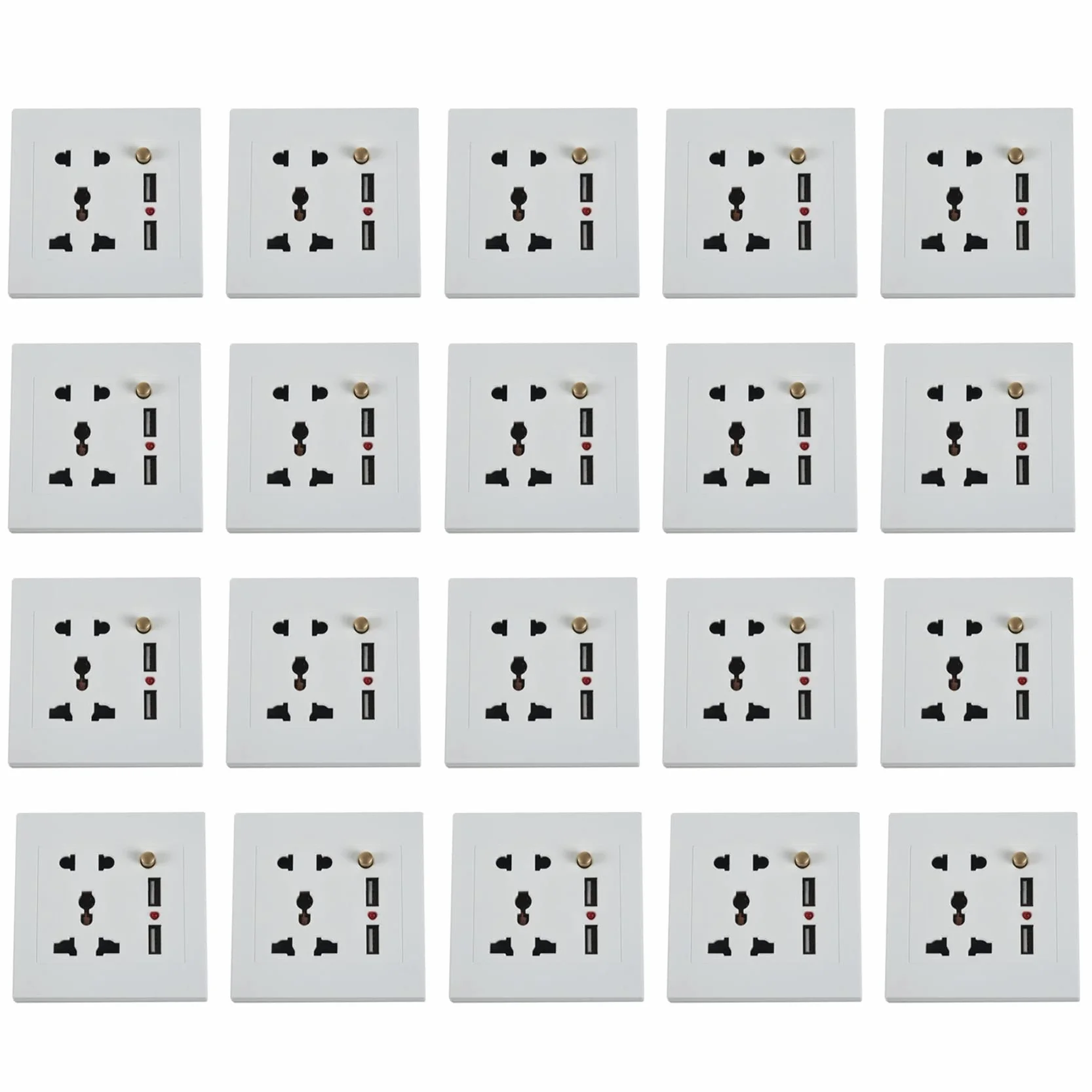 20X 2.1A PodwóJna łAdowarka śCienna Usb Adapter Gniazda Uniwersalny Panel Gniazdka z PrzełąCznikiem