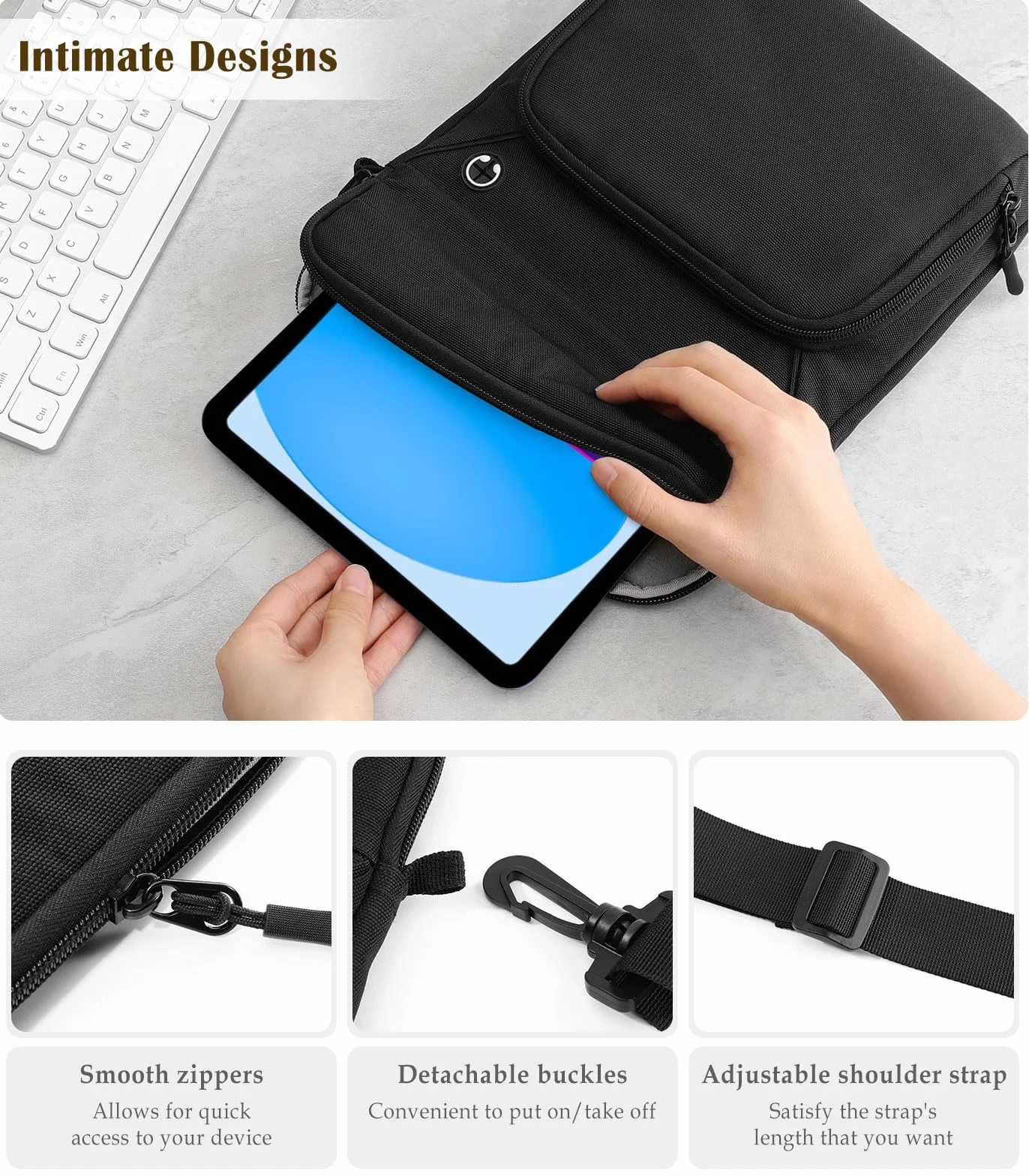 Dadanism Pokrowiec na tablet 22.9-27.9 cm na iPada Air 5/4 10,9 2022/2020, iPada 10,2 2021-2019, iPada 10. 10,9, iPada Pro 11 2021, Galaxy Tab S8/A8/A7 2022, etui z portem słuchawek