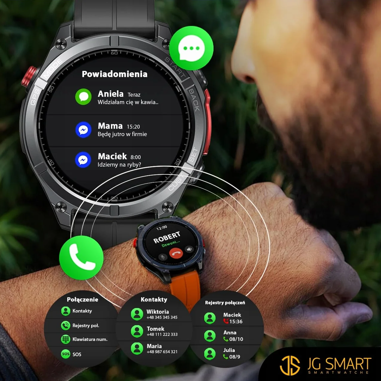 SMARTWATCH MĘSKI GPS PŁYWANIE WODOODPORNY 5 ATM SEN puls ROZMOWY + 3PASKI
