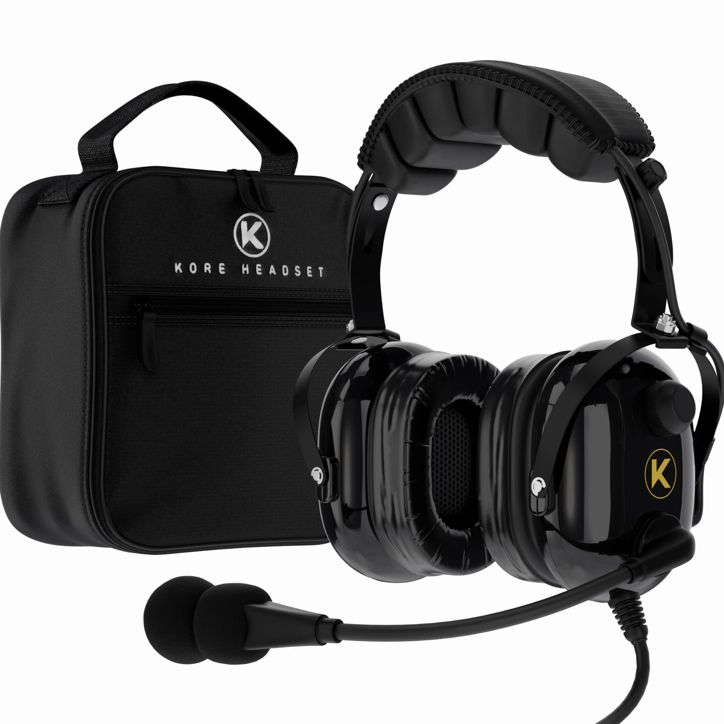 KA-1 General Aviation Headset for Pilots - Mono i Stereo Comp., pasywny hałas czerwony, mikrofon z redukcją szumów, żelowe uszczelki uszne, opaska na głowę i torba