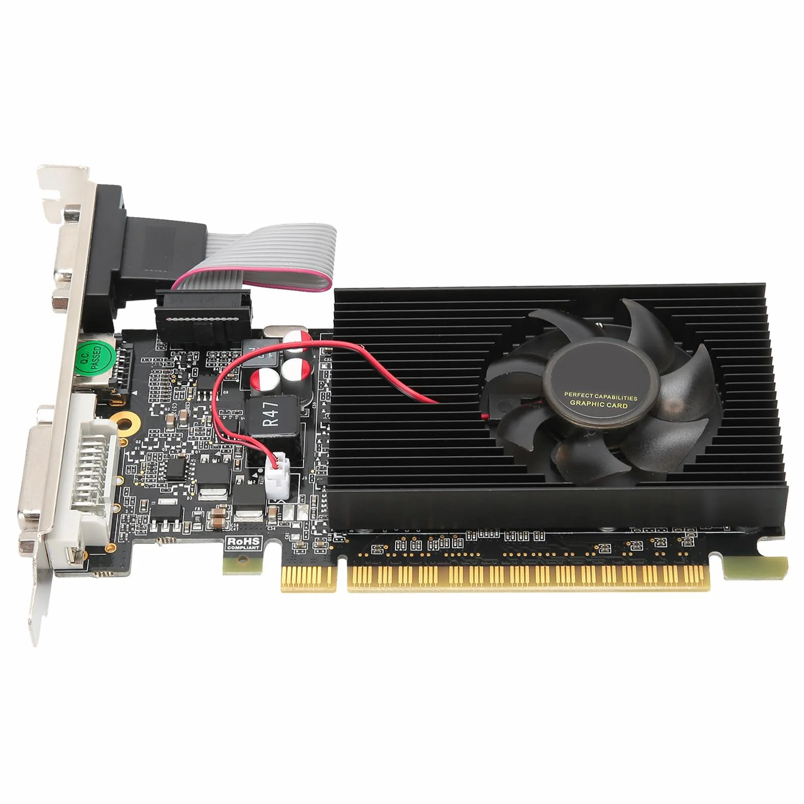 GT730 2 GB Pojedynczy Wentylator DVI HDMI VGA Karta Graficzna do Gier, 64 Bity, DDR3, 810 MHz, PCI Express 2.0, Karta Graficzna o Niskim Poziomie Hałasu do Komputerów Stacjonarnych