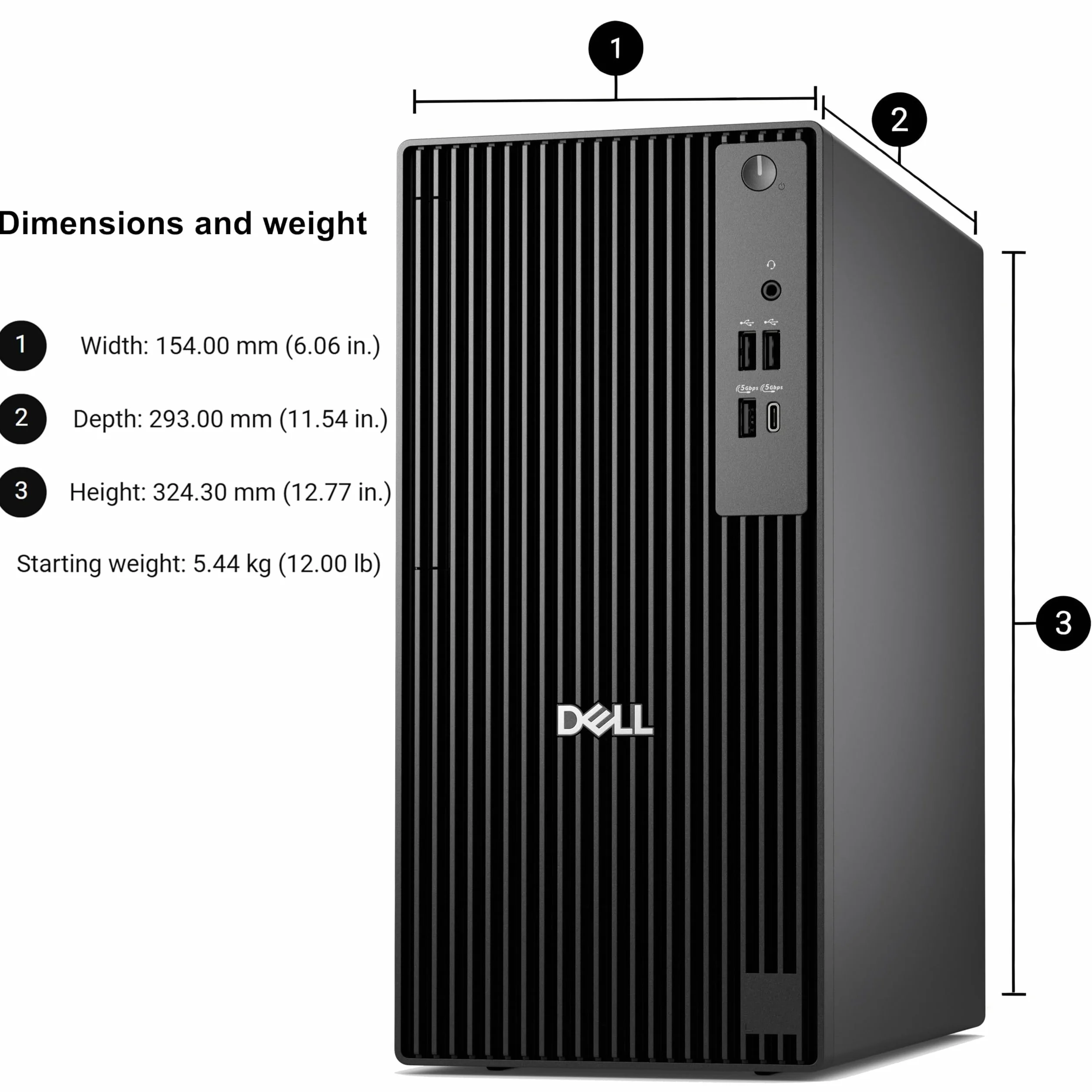 Dell Komputer stacjonarny Tower Business, Intel Quad-Core i3-10100, 2 GB DDR4 RAM, 512 GB PCIe SSD, Windows 11 Pro