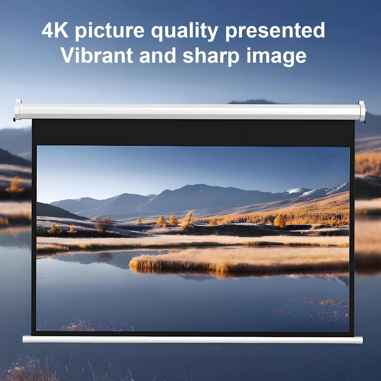 60-calowy Ekran Projekcyjny z Napędem Możliwość Montażu Sufitowego Lub Ściennego Przenośny Ekran Projekcyjny Screen Projector Wyrazistość 4K Nadaje Się do Kin Domowych