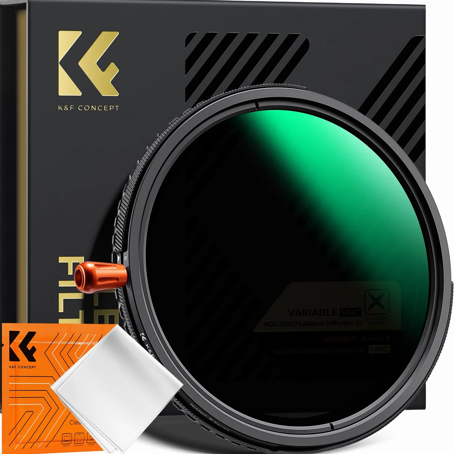 K&F Concept Filtr 40,5 mm ND2-32 zmienny i polaryzacyjny CPL i Mgła czarna 1/4 3 w 1 do obiektywów HD Wodoodporny odporny na zarysowania Seria Nano-X