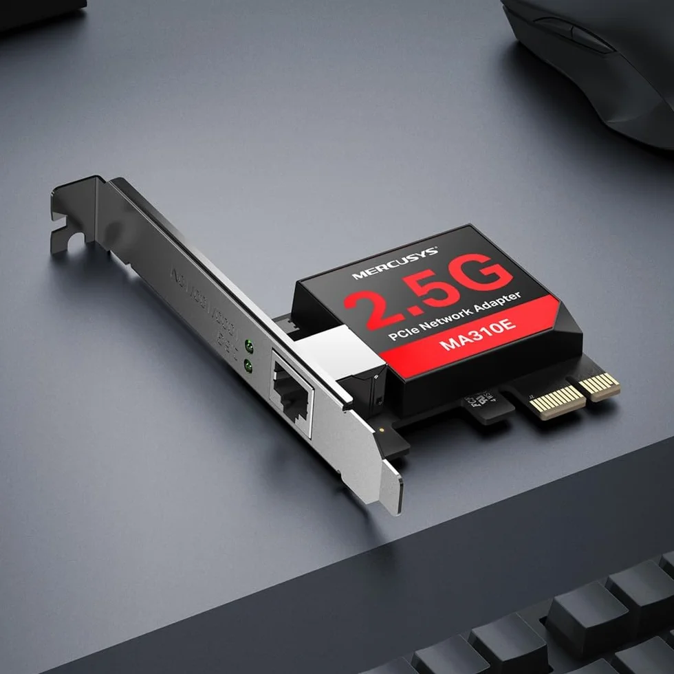 Mercusys Karta sieciowa TP-Link MA310E PCIe 2,5 Gigabit, stała karta Wi-Fi PC, RJ45, Wake-on-LAN, Ethernet o niskim zużyciu energii, kompatybilna ze standardowymi wspornikami i wspornikami o niskim