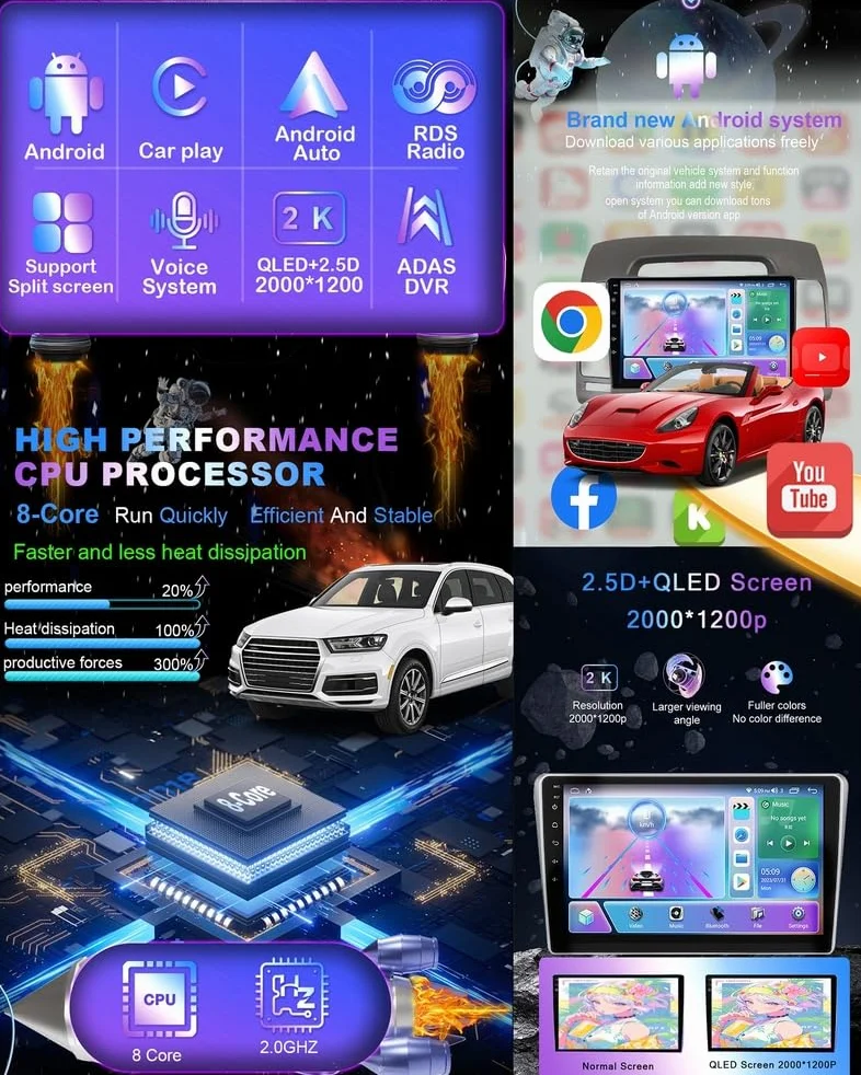 M6 pro3, Android 15.0 Stereo zamiennik dla Transit Custom 2002-2021 Radio samochodowe Nawigacja GPS 9-calowy przenośny odtwarzacz multimedialny DVD Odbiornik FM BT z Android Auto CarPl