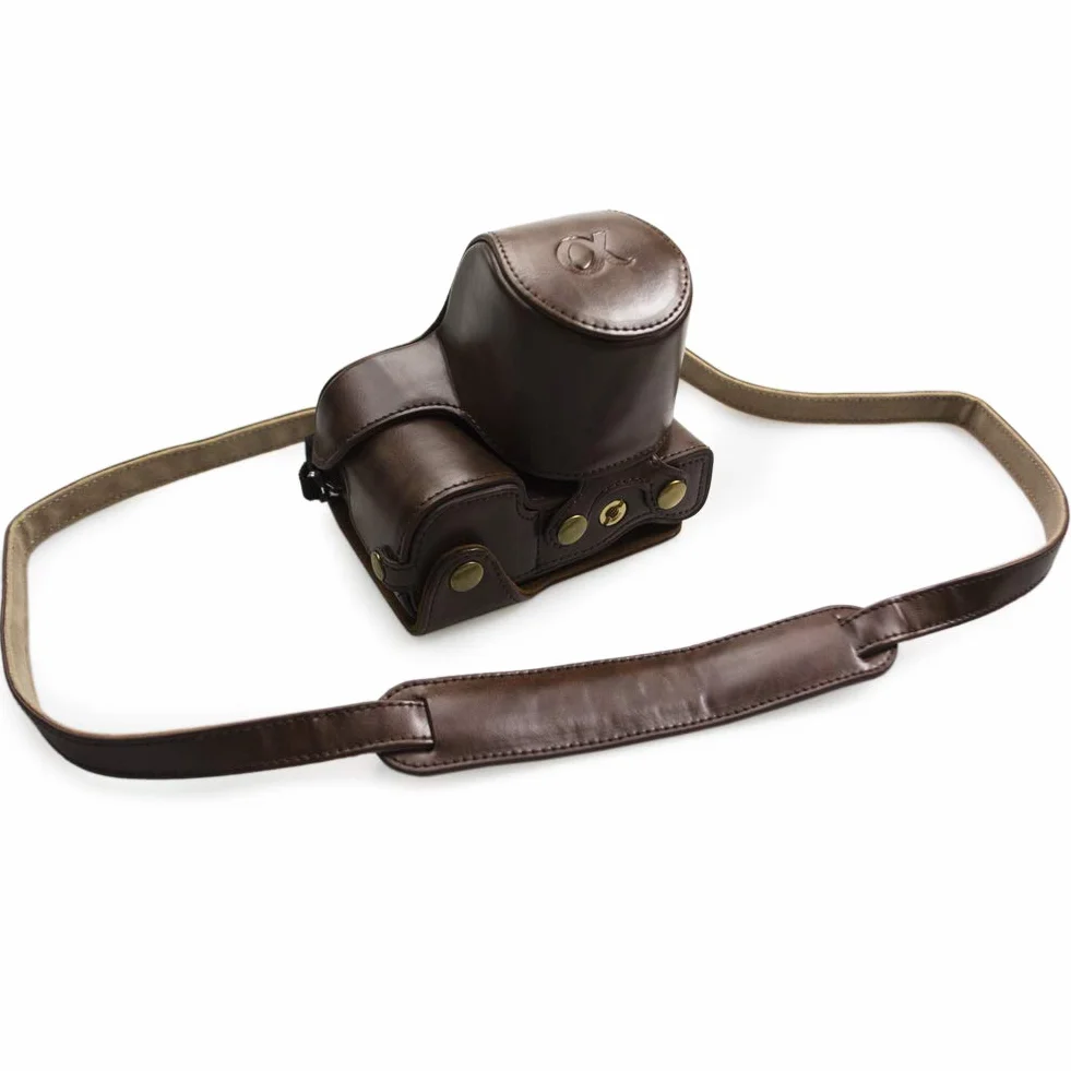 kinokoo Sony A6400 etui ze skóry PU, etui ochronne, kompatybilne z Sony A6400 A6100 A6000 A6300 z obiektywem 16-50 mm, kolorowe, kawa