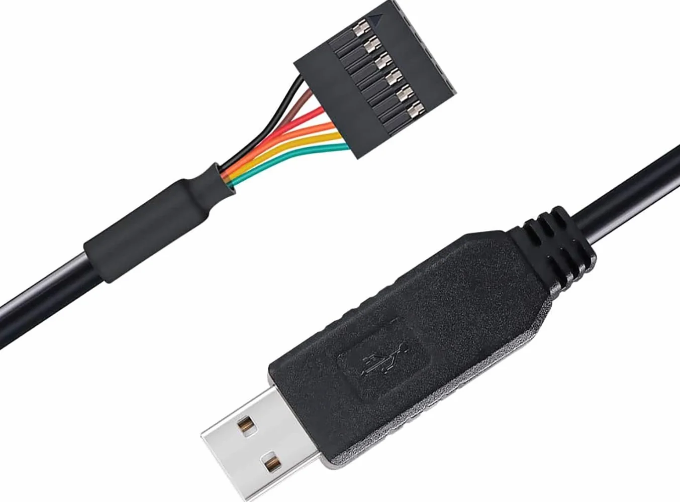 DTECH FTDI USB do TTL Adapter szeregowy 5V UART kabel 6 Pin gniazdo Header FT232RL Chip kabel danych dla Windows 10 8 7 Linux MAC OS (1 metr, Czarny)