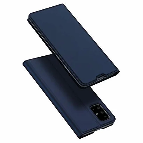 DUX DUCIS Etui do Samsung Galaxy A51, skórzane etui z klapką etui ochronne pokrowiec case z [przegródką na karty] [funkcja stojaka] [zapięcie na magnes] do Samsung Galaxy A51 (granatowy niebieski)