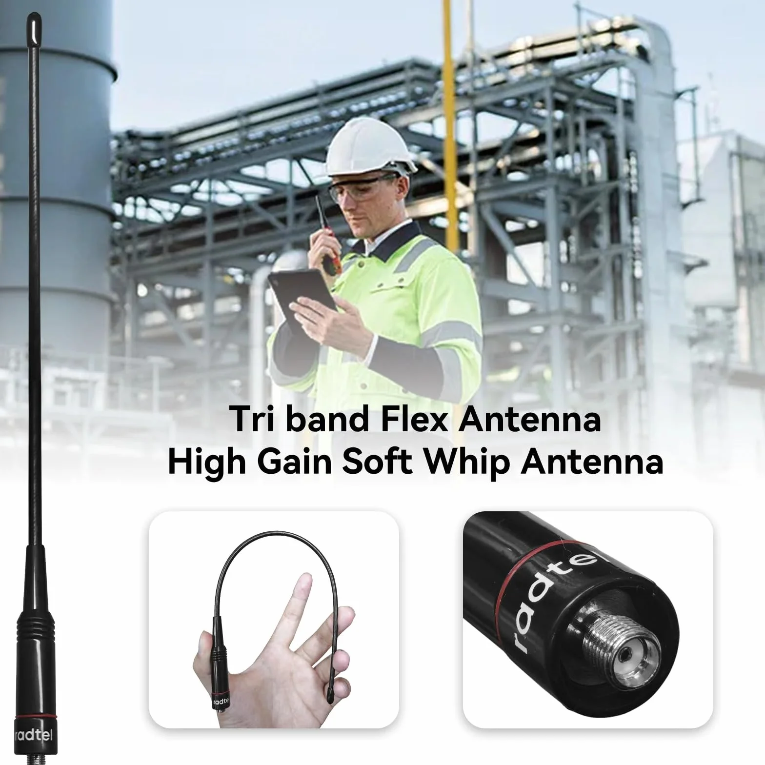 Radtel SMA - żeńska antena lotnicza/taktyczna/trójpasmowa kompatybilna z Baofeng Kenwood radtel RT-490 RT-890 RT-590 RT-470 RT-470X i innymi (trójpasmowa antena elastyczna