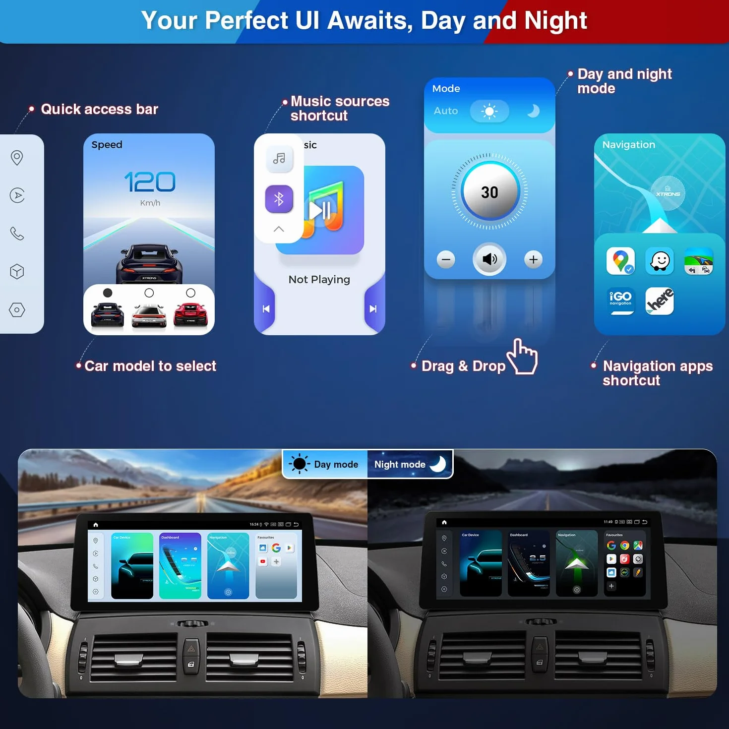 XTRONS Radio samochodowe z systemem Android 14 do BMW X3 E83 (2004-2009) z systemem M-Ask, Qualcomm 680 Octa Core 8+128, odtwarzacz multimedialny 12,3", 2K IPS, wbudowany 4G LTE Car Play Android Auto