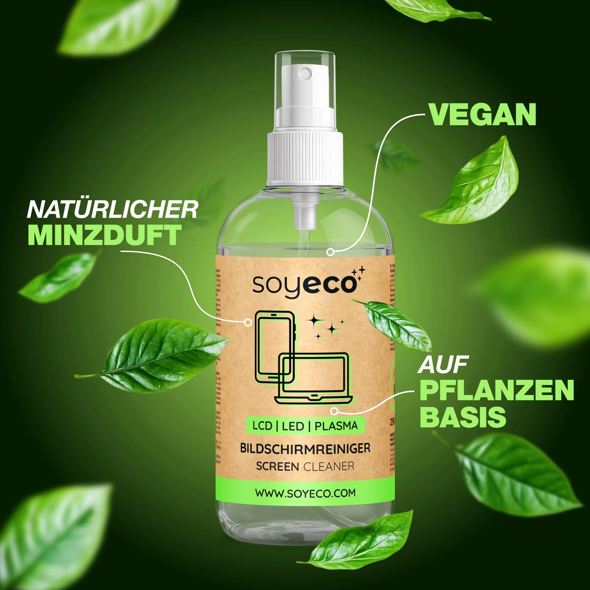 Zestaw czyszcz¹cy SOYECO ECO - p³yn do czyszczenia ekranu 250 ml + 2 œciereczki z mikrofibry + szczoteczka do klawiatury - do kompleksowej pielêgnacji urz¹dzeñ