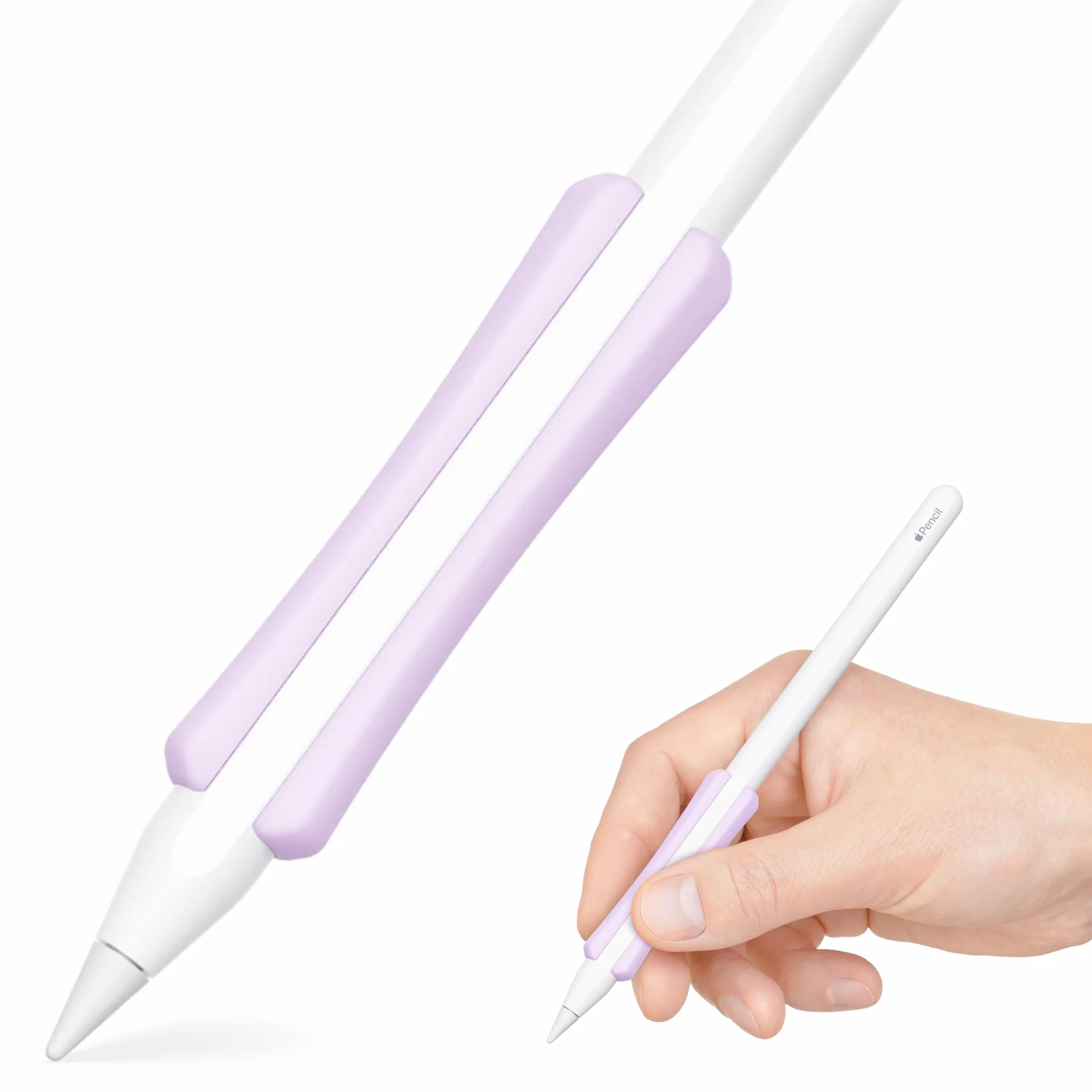 NimbleGrip 2 Ergonomiczny uchwyt premium, kompatybilny z Apple Pencil 2 i Apple Pencil USB-C (otwarta strona, lawenda)