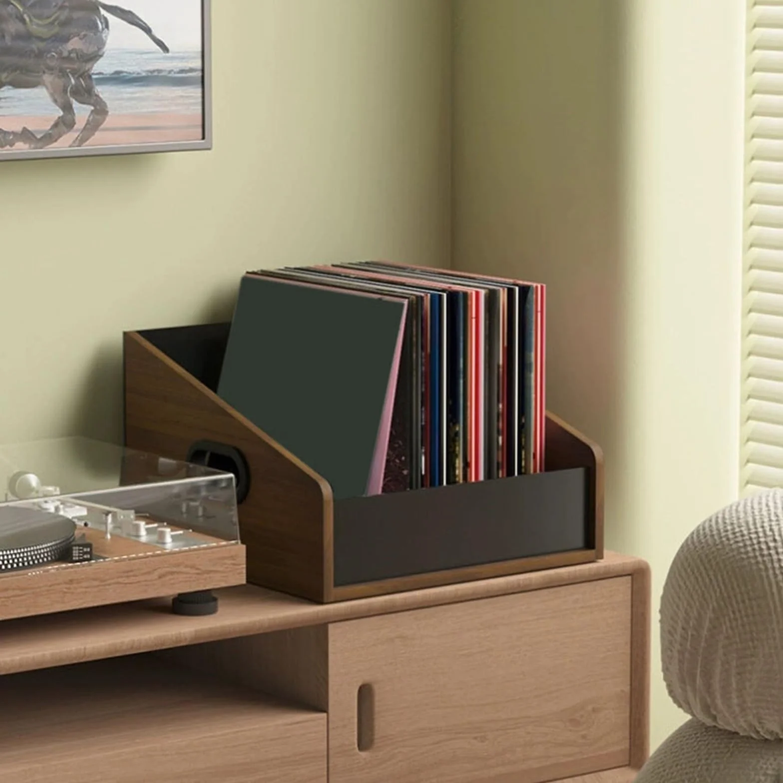 Przechowywanie płyt CD Drewniany stojak na płyty winylowe o dużej pojemności, do domu i biurko, minimalistyczny pojemnik CD Nagrywać