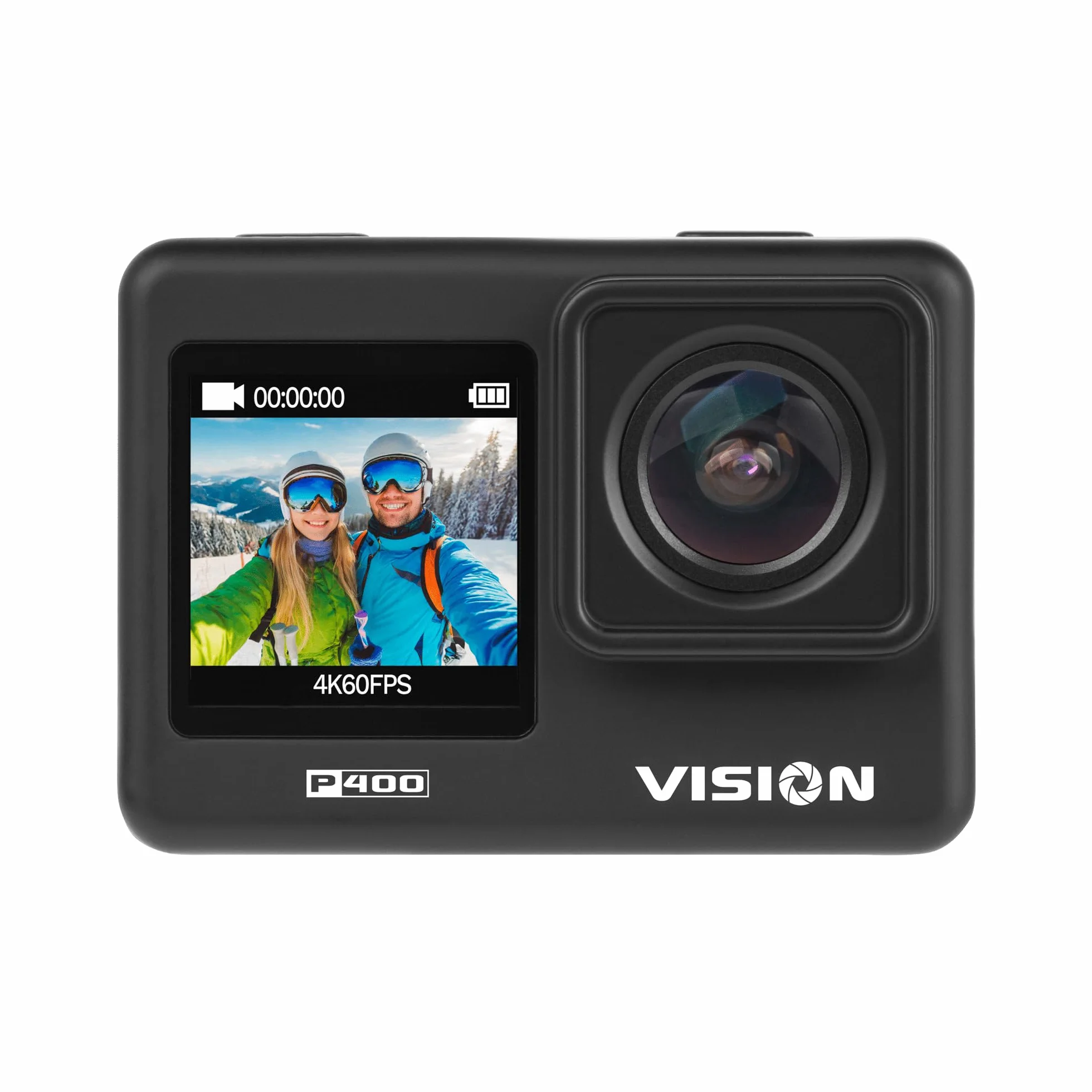 Krüger&Matz Kamera Sportowa 4K 60 FPS Vision P400 4 GB RAM Wyświetlacz 2” 320 x 240 px Wi-Fi Mikrofon Wodoszczelna Obudowa Slow Motion Nagrywanie Poklatkowe KM0292