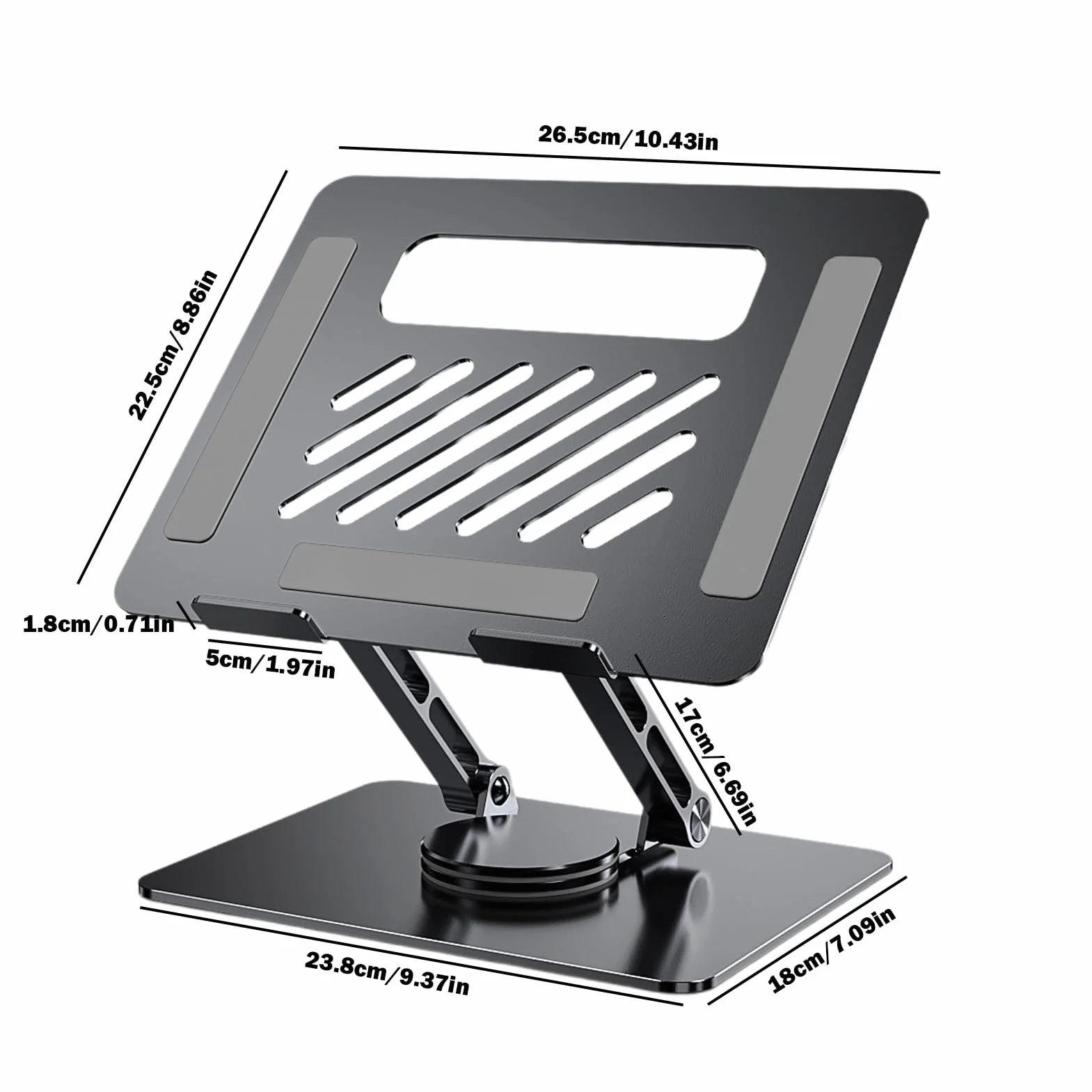 Generisch na laptopa, metalowy uchwyt na laptopa, stop aluminium | regulowany obracany o 360°, ergonomiczny uchwyt biurkowy do domu i biura, 10,43 x 8,86 x 6,69