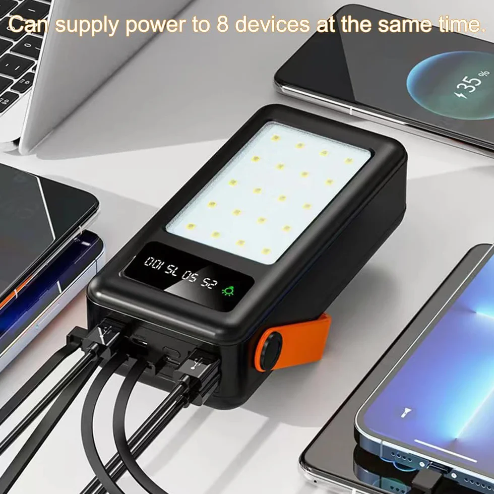 Power Bank o dużej pojemności 80 000 mAh na kemping na świeżym powietrzu przenośna ładowarka z 8 wyjściami i 3 wejściami bateria zewnętrzna z wyświetlaczem LED do telefonów tabletów (rozmiar: 100000