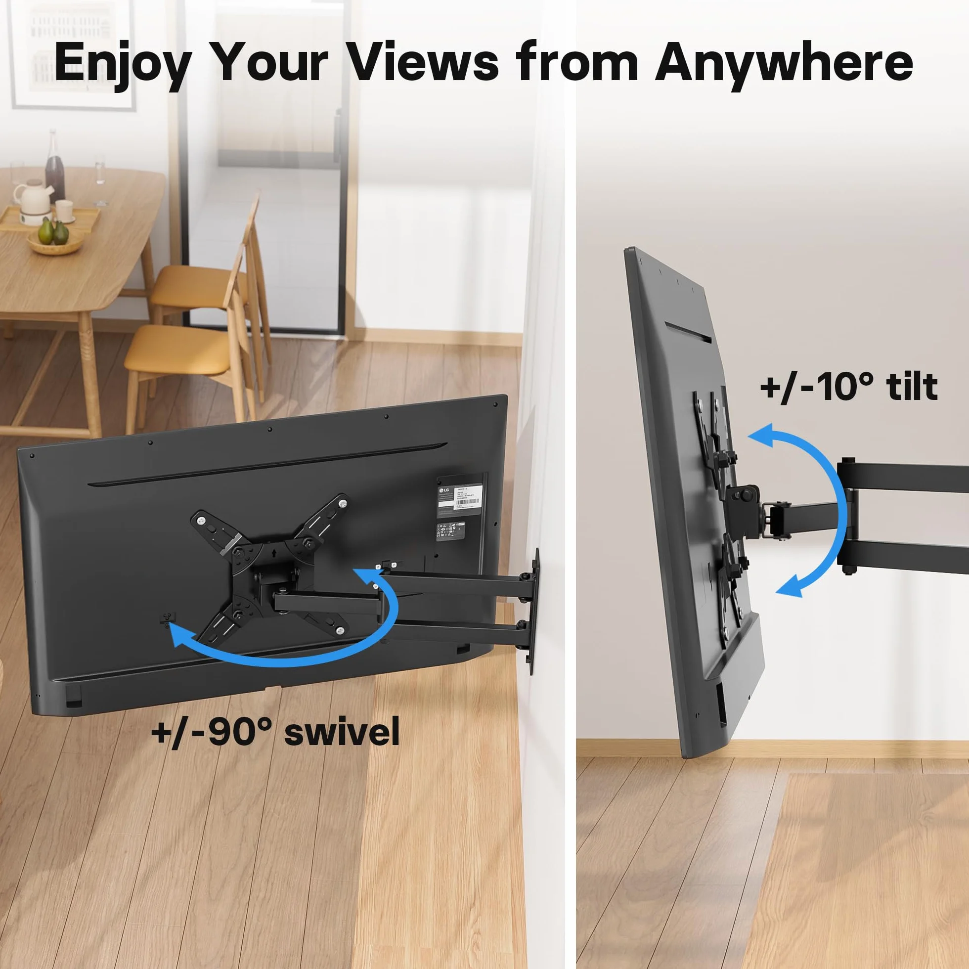 BONTEC Uchwyt ścienny do telewizorów 13-42 cale, 25 kg, VESA 200x200mm, pełny ruch, obrót 360°