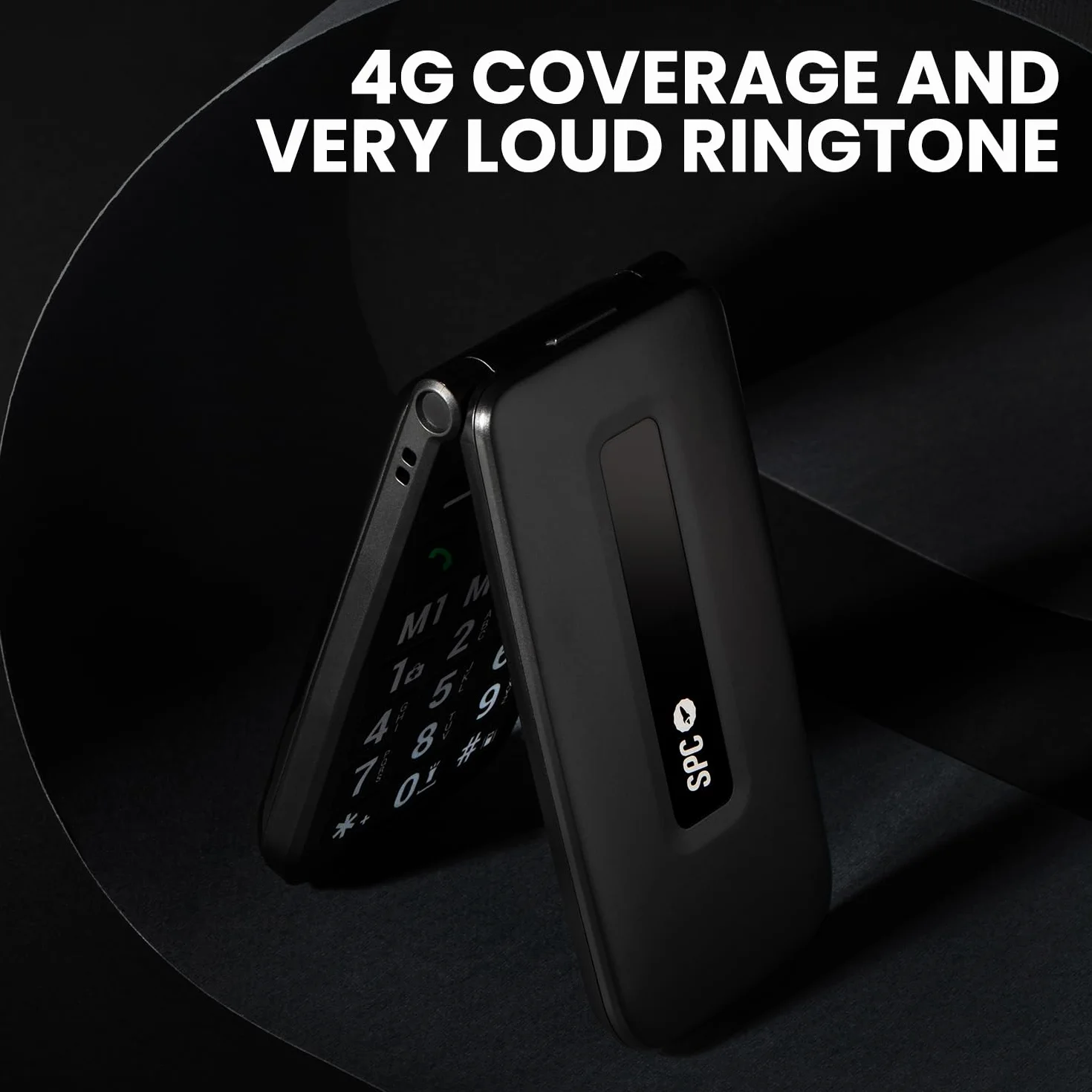 SPC Titan 2 – telefon komórkowy z klapką dla seniorów z 4G, dużymi przyciskami, głośnym dzwonkiem 105 dB i ekranem 2,4 cala, łatwy w użyciu i konfiguracji zdalnej, 3 szybkie wybieranie, czas pracy
