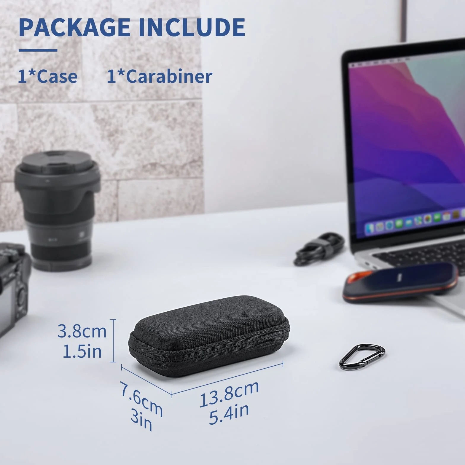 Yinke Pokrowiec Case etui do Sandisk Extreme/Extreme Pro/WD My Passport/Crucial X8 Portable zewnętrzny SSD 500 GB 1TB 2TB, szary