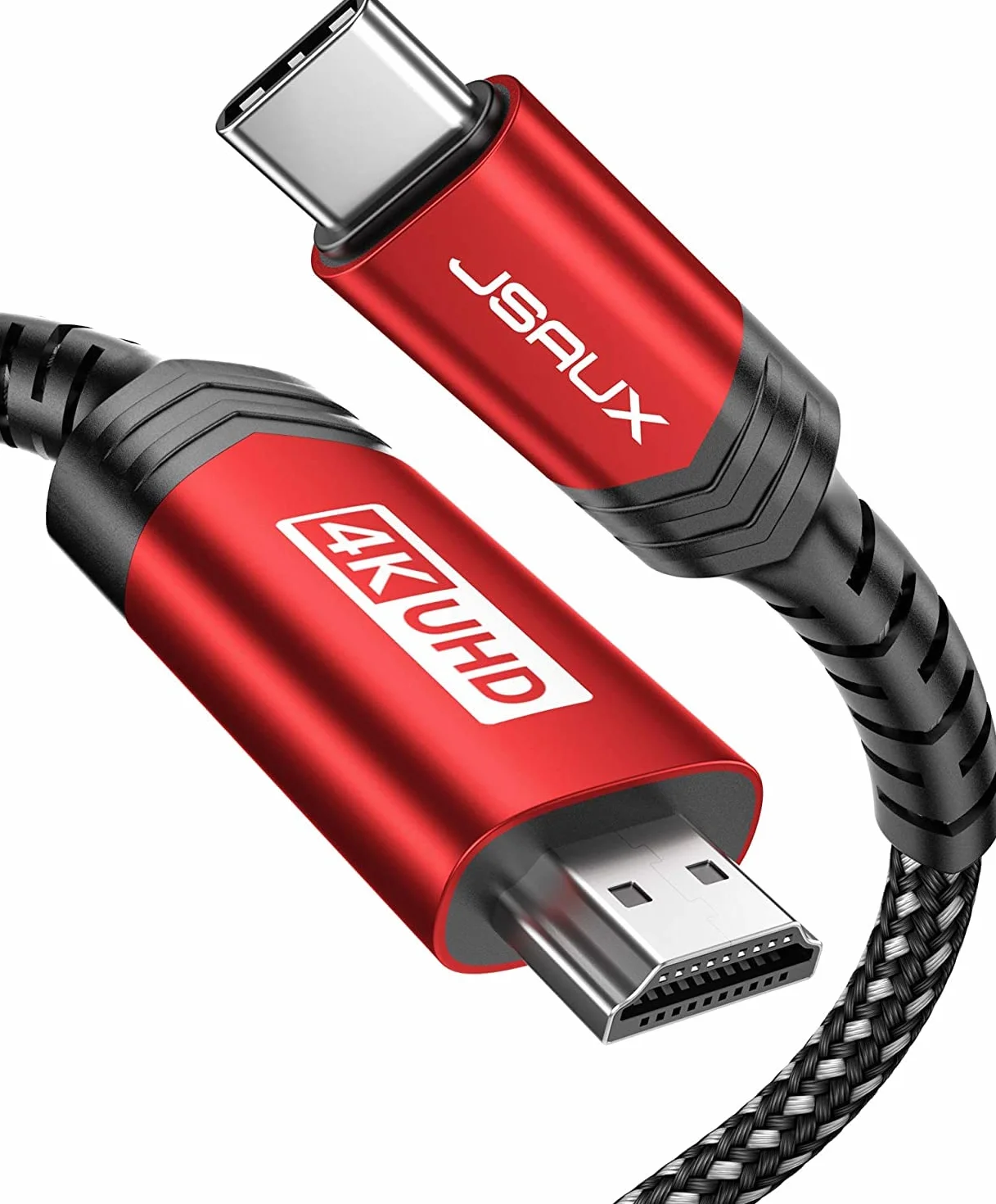 JSAUX Kabel USB C a HDMI 3M [4K 60Hz], kabel USB Tipo C a HDMI [kompatybilny z Thunderbolt 3] kompatybilny z MacBook Pro 2021, Macbook Air, iPad Pro 2020, Samsung Galaxy S22, Surface Book 2 itp, Rojo