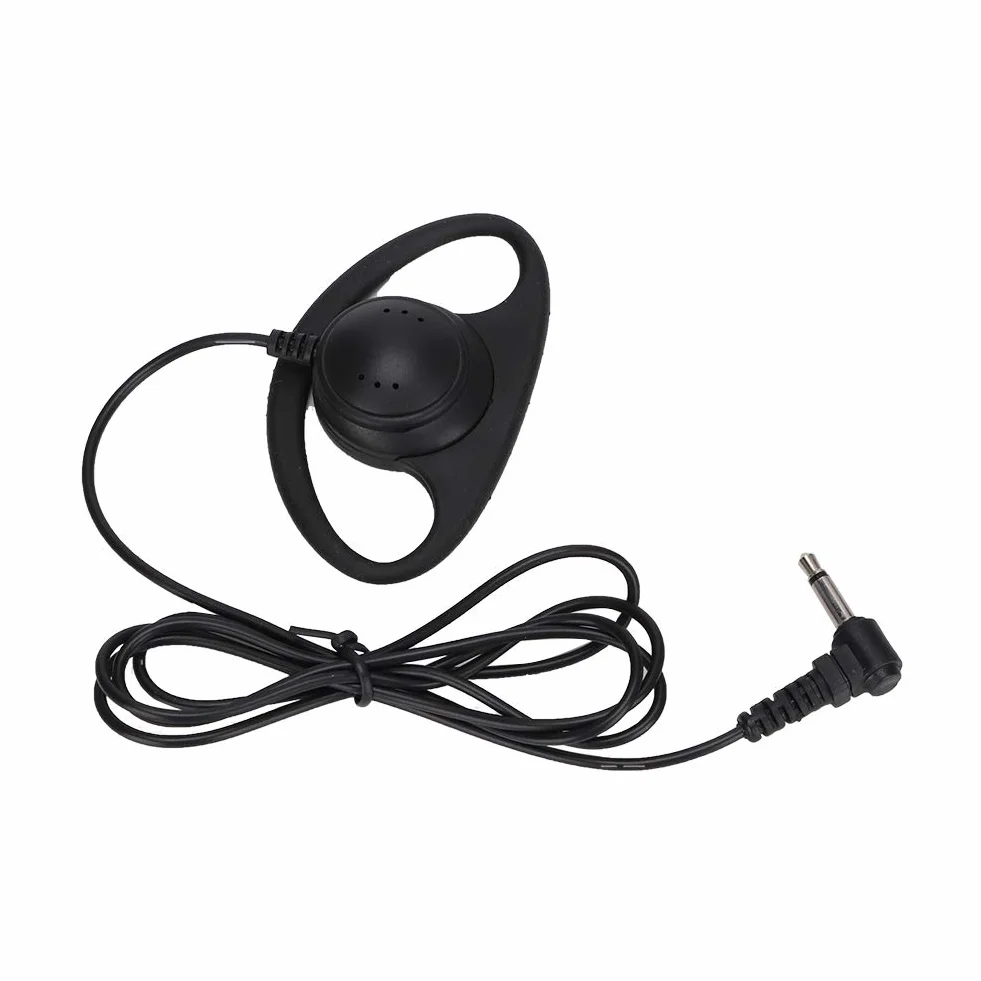 Mono Słuchawka Pojedyncza 3.5mm Jack D Kształt Zestaw Słuchawkowy do Radiotelefonów Walkie Talkie 5 Sztuk Czarny ABS