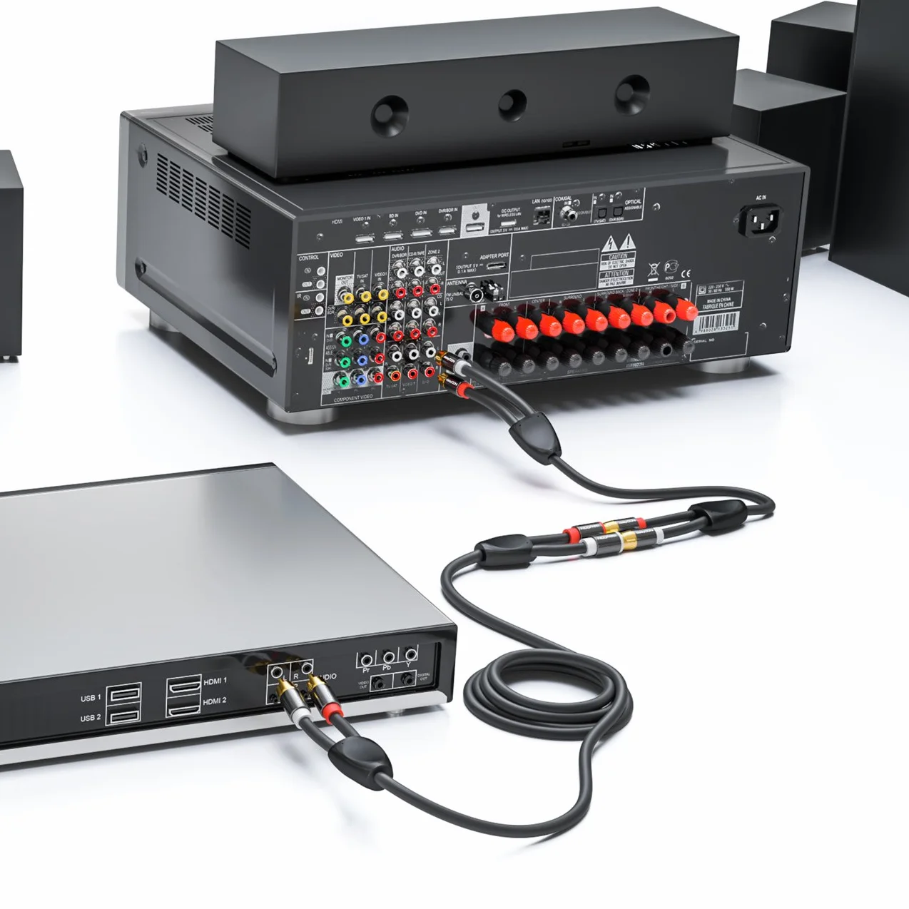 deleyCON 3,0m Przedłużacz Cinch RCA Stereo Audio - 2x Wtyk do 2x Gniazdo - Pozłacane Metalowe Wtyki Czarny