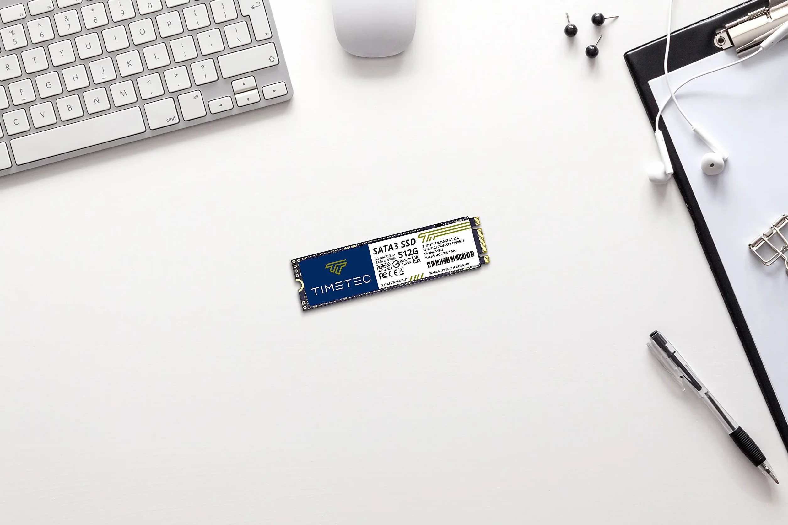 Timetec Dysk SSD 3D NAND TLC SATA III 6 Gb/s M.2 2280 NGFF 64TBW Read Speed Up do 500 MB/s SLC Cache Performance Boost Internal Solid State Drive (1TB Kit (2 x 512 GB))
