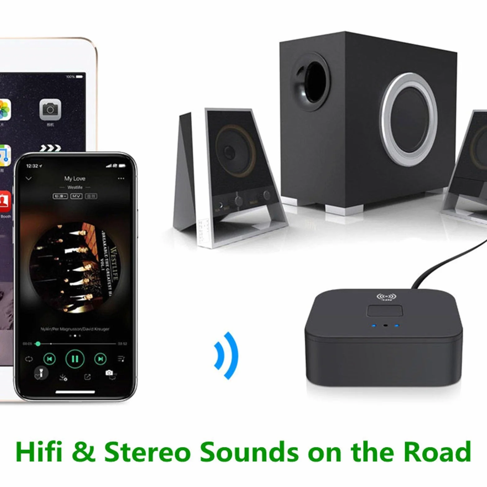 Adapter Odbiornika Audio Bluetooth 5.0, Bezprzewodowy Odbiornik Bluetooth NFC z Zestawem Głośnomówiącym do Systemu Dźwiękowego Strumieniowego Przesyłania Muzyki