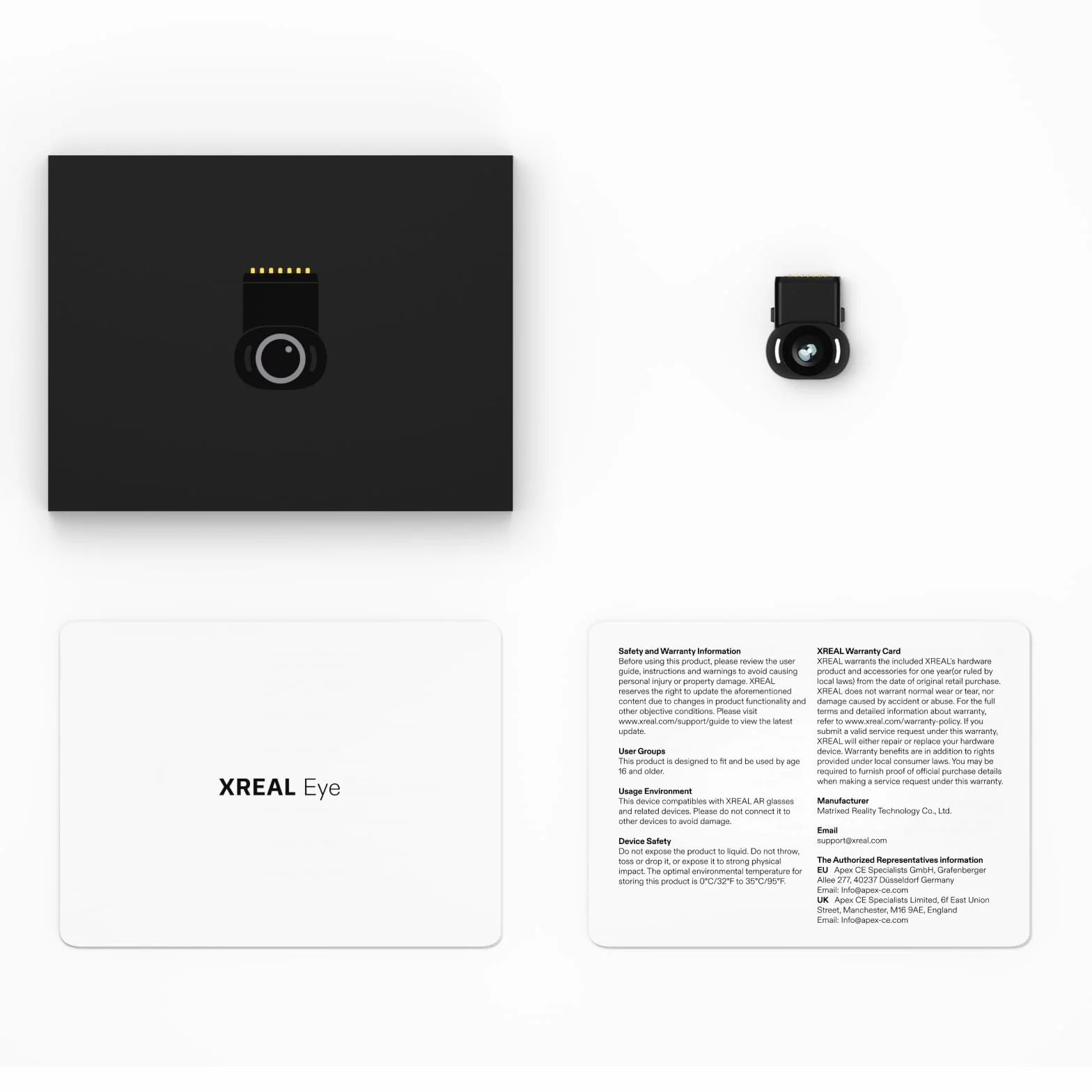XREAL Eye, Mini Kamera Wideo Połączona z Okularami AR Serii XREAL One, Camera RGB 12 MP, Inteligentna Kamera do Okularów Wideo Native 6DoF Spatial Anchor, Natychmiastowe Robienie Zdjęć Filmów
