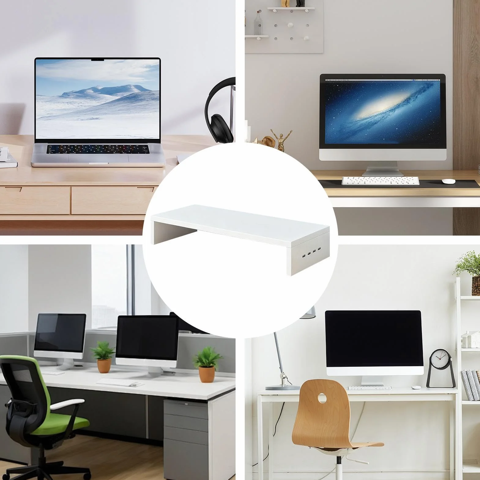 Monitor podnoszący: 3-calowy na biurko zapewnia ergonomiczny komfort | oszczędność miejsca z funkcją ładowania, na laptopa do szkolnego pokoju zabaw
