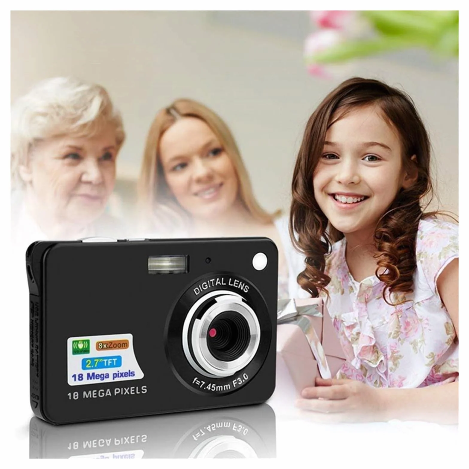 Aparat cyfrowy Autofokus Vlogging Camera 48MP z dużym ekranem Kamera do fotografii dla dorosłych dzieci Z łatwością Uchwyć Wspaniałe Chwile(Black)