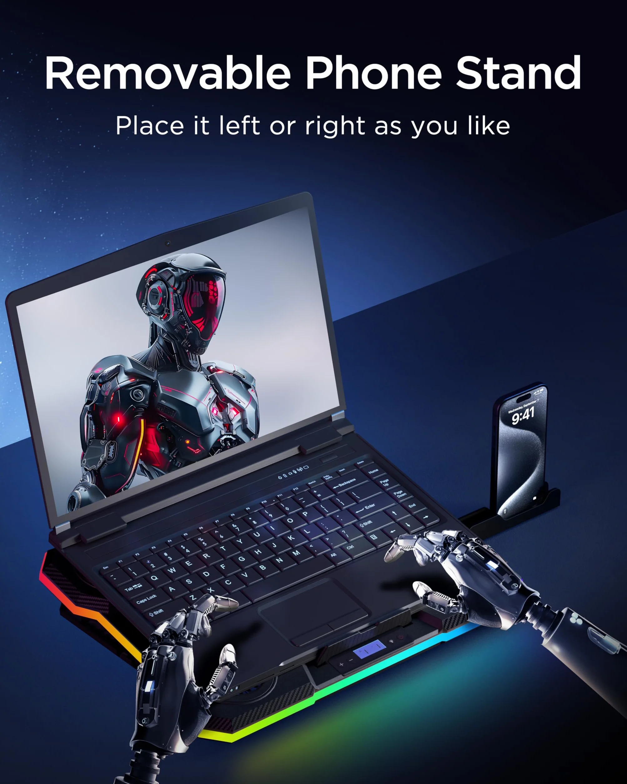 ChillCore Podkładka chłodząca do laptopa, światła RGB, chłodziarka do laptopa, 11 wentylatorów, do laptopów o przekątnej ekranu 15,6–19,3 cala, wentylator do gier, z 8 wysokimi stojakami, 2 portami