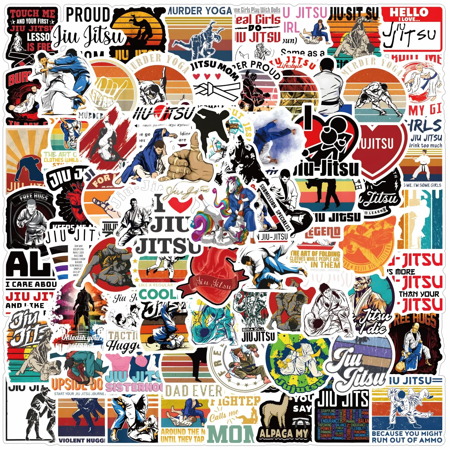 Zestaw 122 naklejek jiu Jitsu, sportowa estetyczna winylowa wodoodporna naklejka na butelkę na wodę, laptop, telefon, deskorolka, scrapbookingu, prezenty na zderzak dla dzieci, nastolatków, dorosłych