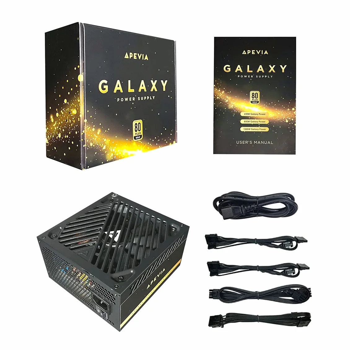 Apevia ATX-GX650W Galaxy 650W 80+ Gold Certified Active PFC ATX półmodułowy zasilacz do gier
