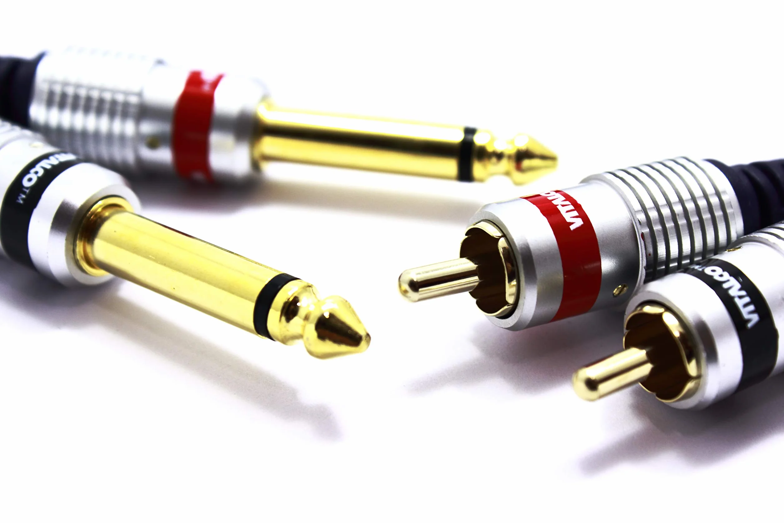 Kabel 2x Jack 6,3 Mono na 2x RCA 10m VITALCO Przewód Audio 2x Wtyk Duży Jack 6,3mm TS 2x Cinch