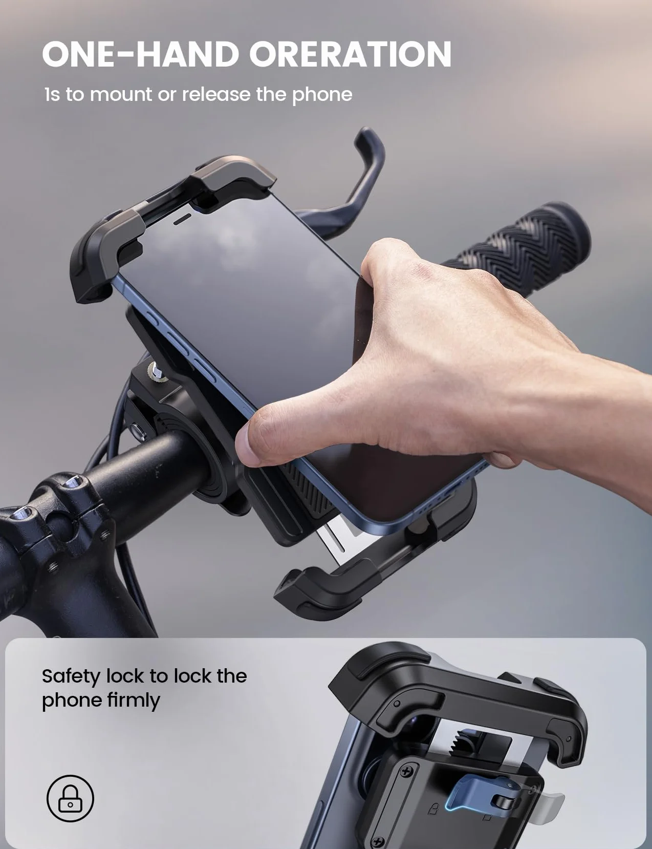 Lamicall Uchwyt na telefon komórkowy, rower, uchwyt na telefon komórkowy – uniwersalny uchwyt rowerowy 360° do iPhone 15 14 Pro Max Plus, SE, 13 12 Pro Max Mini, 11, Xs Max, XR, X, 8, 7, Samsung