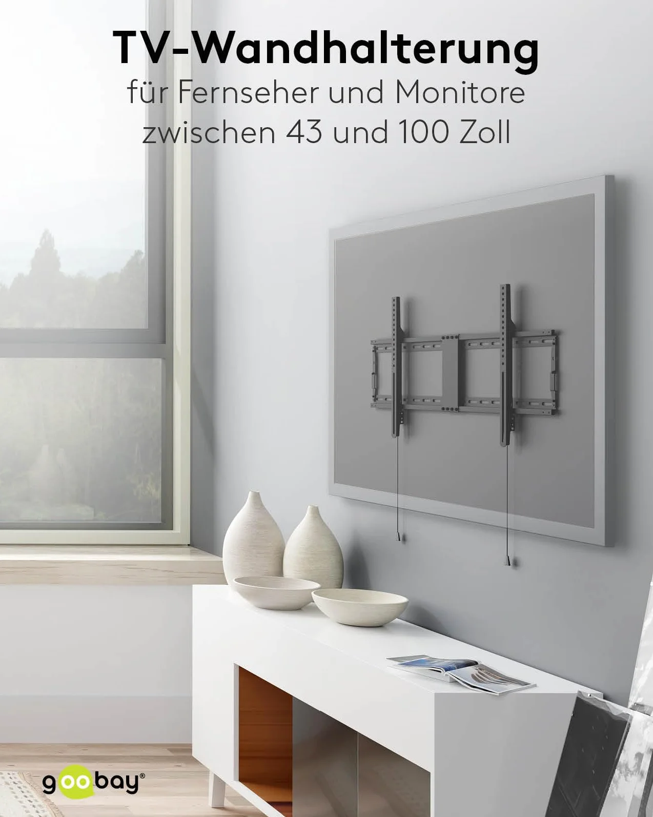 Goobay Uchwyt ścienny 75 cali ekstra płaski uchwyt do dużych telewizorów od 43 do 100" do 75 kg maks. VESA 800 x 400 (49742)