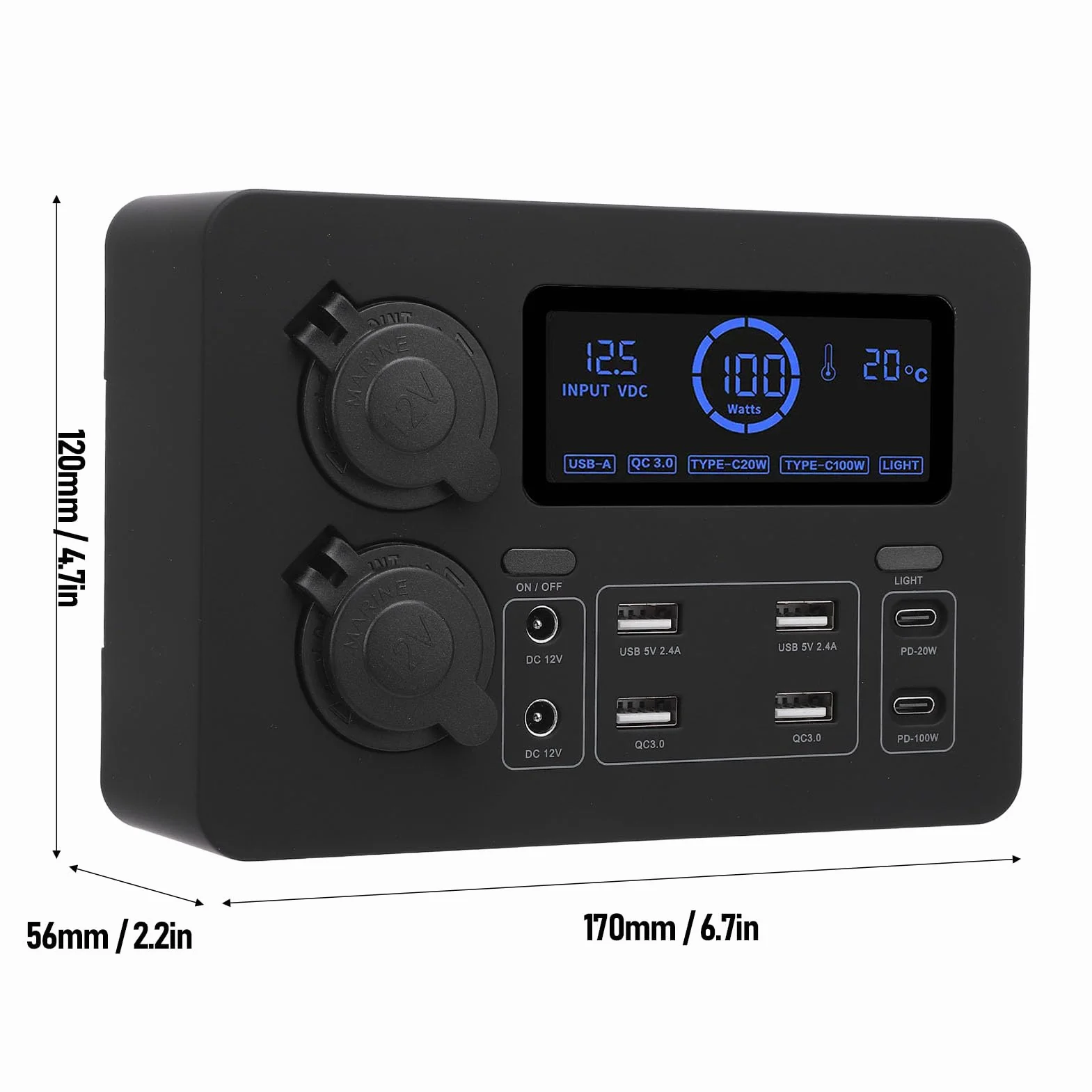 12V Pasuje do Mini Zasilacza Wydajna ładowarka do Wielu urządzeń z Wyświetlaczem LCD Podróży Samochodem RV Boat Przenośna Konstrukcja