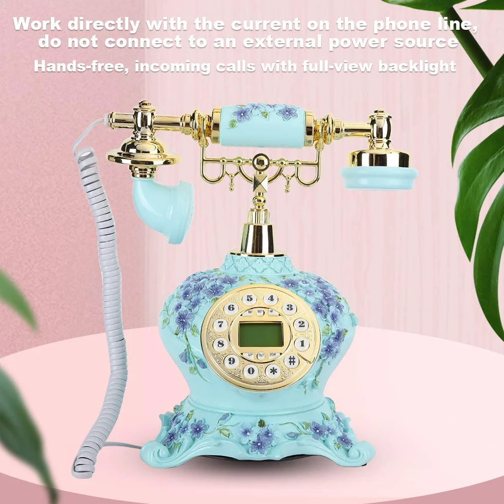 Telefon retro, styl europejski Vintage antyczny stary telefon Retro sprzęt stacjonarny do domowego biura, klasyczny telefon stacjonarny na biurko do biurek w domowym hotelu