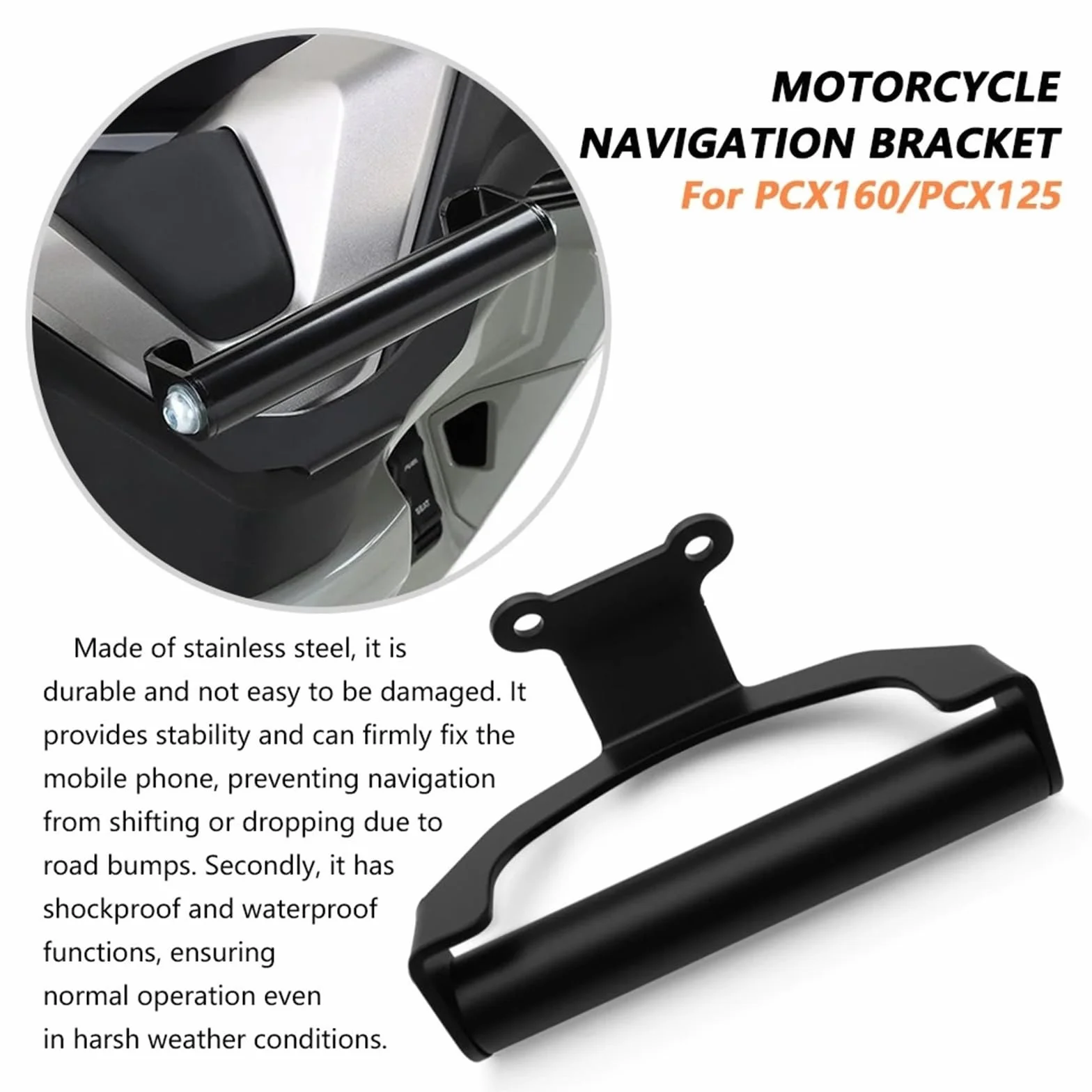 Uchwyt do nawigacji GPS Uchwyt na telefon komórkowy do motocykla, uchwyt na nawigację GPS, pasuje do PCX160, pasuje do PCX125 2025 Motocyklowy uchwyt do nawigacji