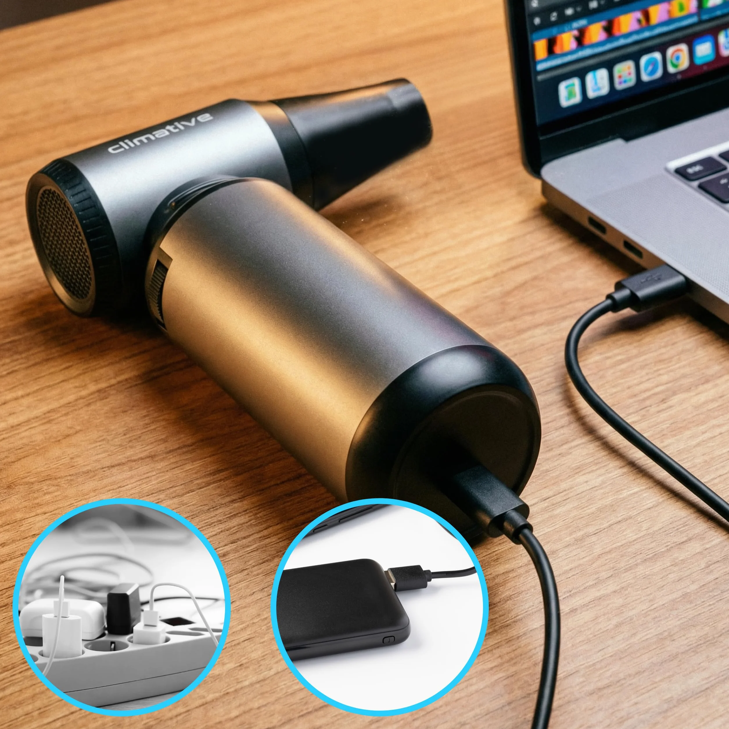 Turbo dmuchawa TJF01 180W, 130000 RPM, 6000mAh, lampa LED, zestaw 8w1. Elektryczne sprężone powietrze PowerJet do PC, klawiatury i akcesoriów samochodowych