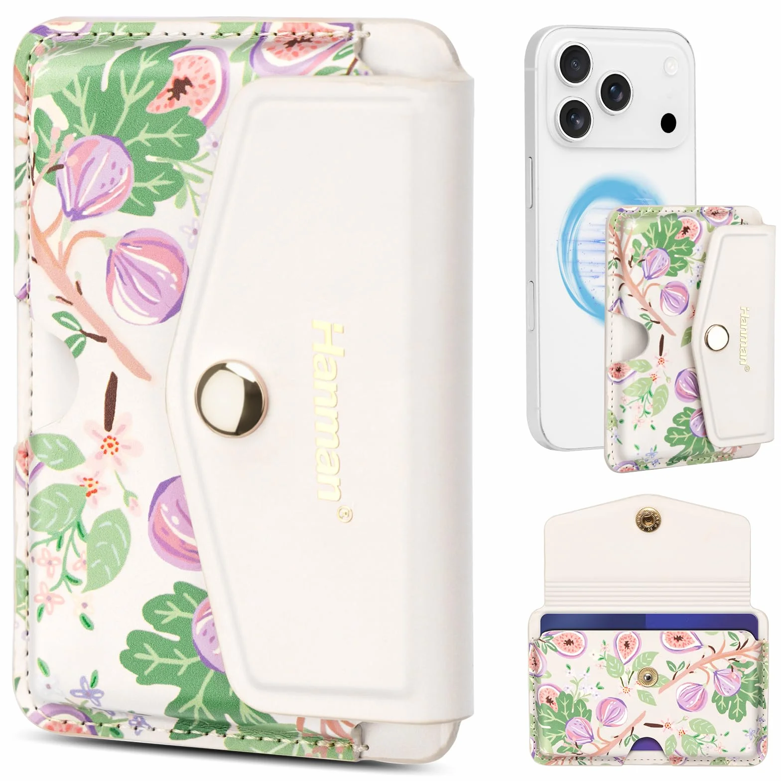 Hanman Magnetyczne etui na karty kompatybilne z iPhone 17/16/15/14/13/12 skórzane portfel na telefon