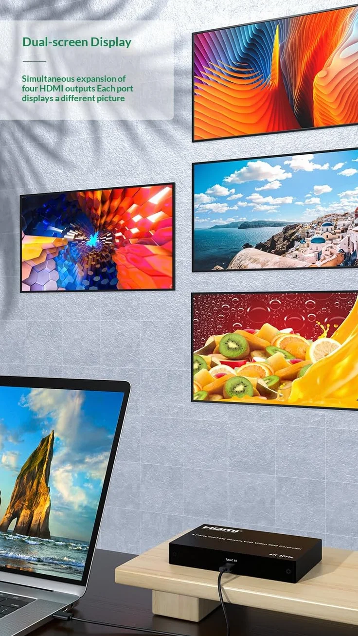 T-C stacja dokująca USB do 4 portów HDMI z kontrolerem ściany wideo