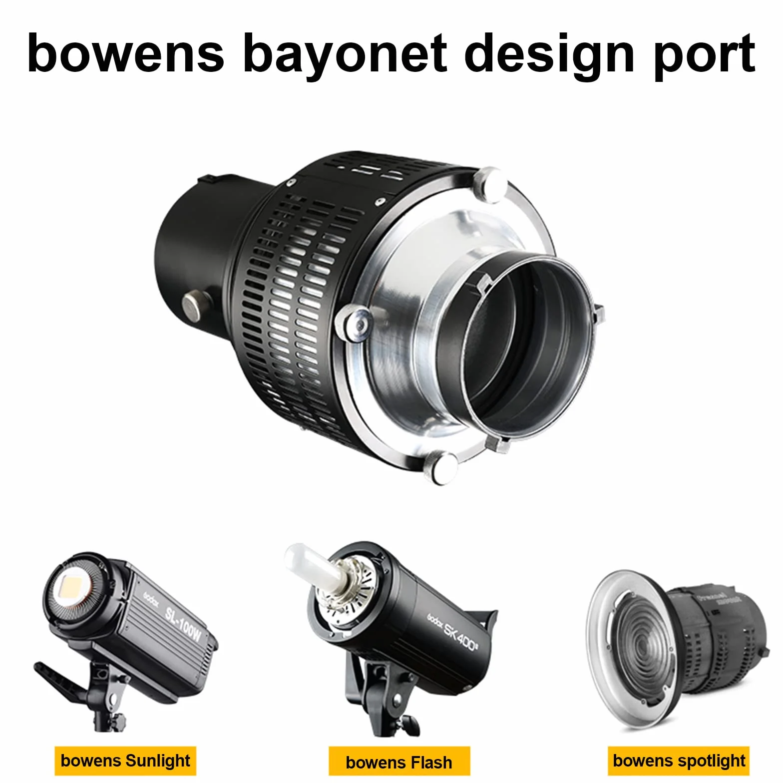 Soonpho Optyczny stożkowy Snoot z uchwytem Bowens do fotografii, stop aluminium, projektor GOBO Bowens z 5 filtrami kolorowymi i 19 gobo, do oświetlenia LED Monolight Spotlight, lampa błyskowa