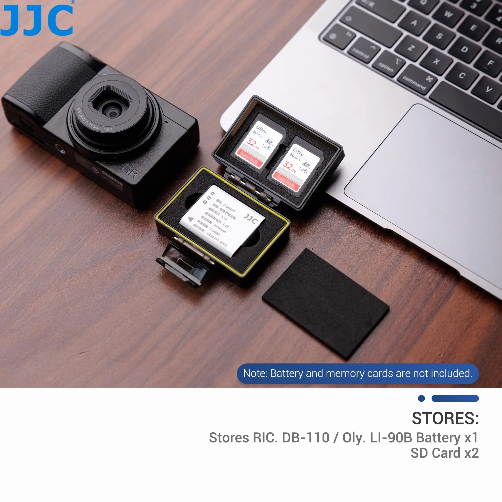 JJC Kompatybilny Etui na Baterię i Karty SD dla Ricoh GRIII, GR III HDF, Olympus TG-7, TG-6, TG-5, DB-110, LI-90B
